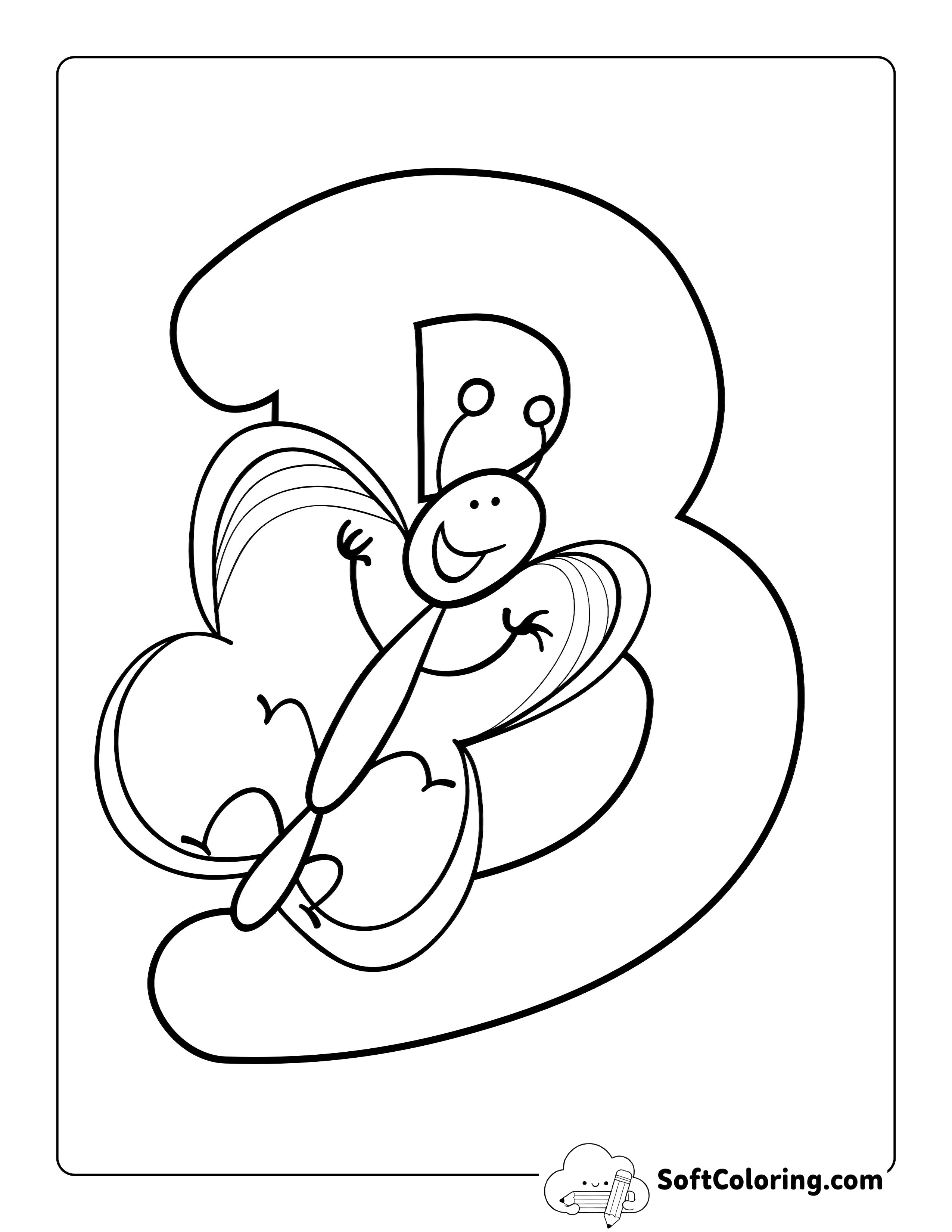 Butterfly Letter B Coloring Page for Kids