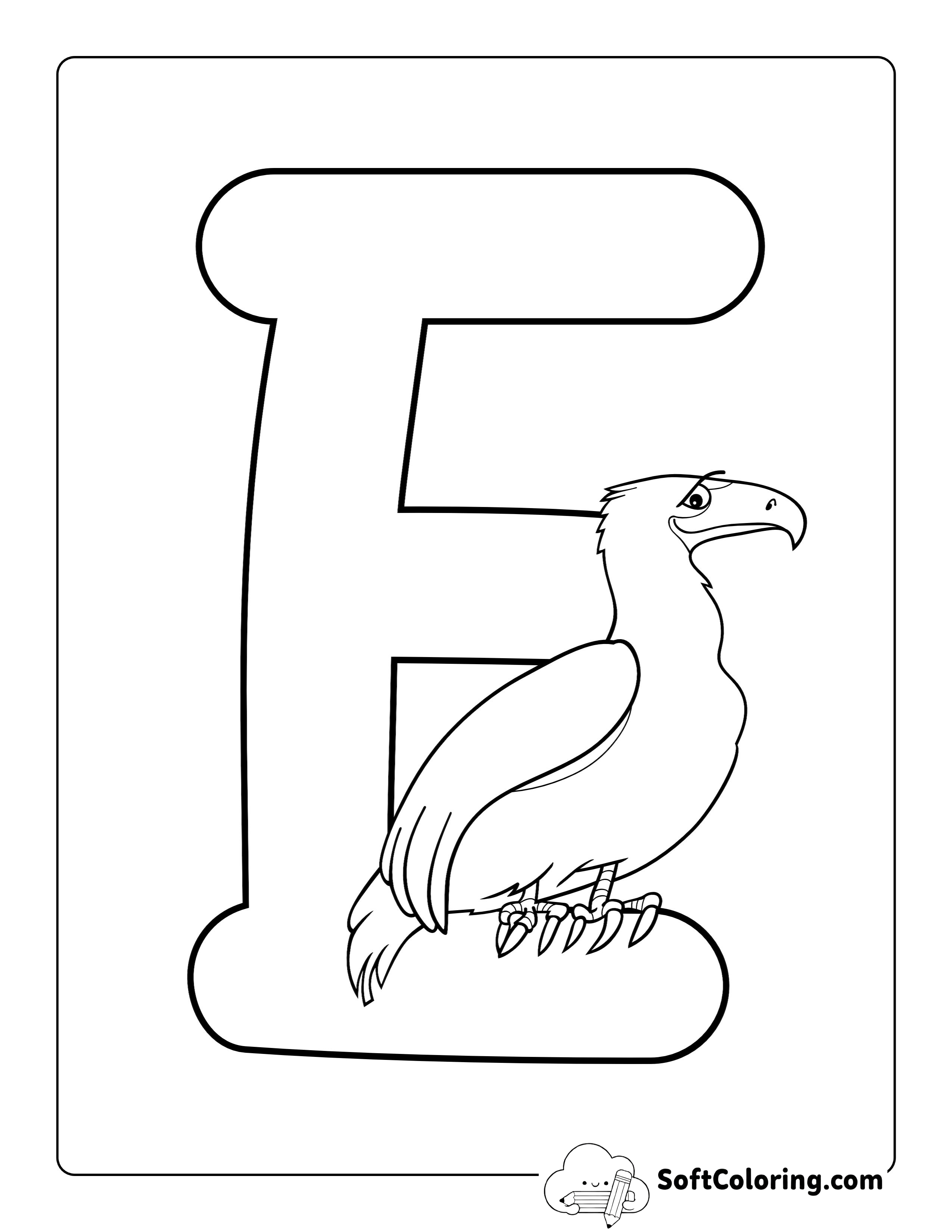 Letter E Eagle Coloring Page for Kids
