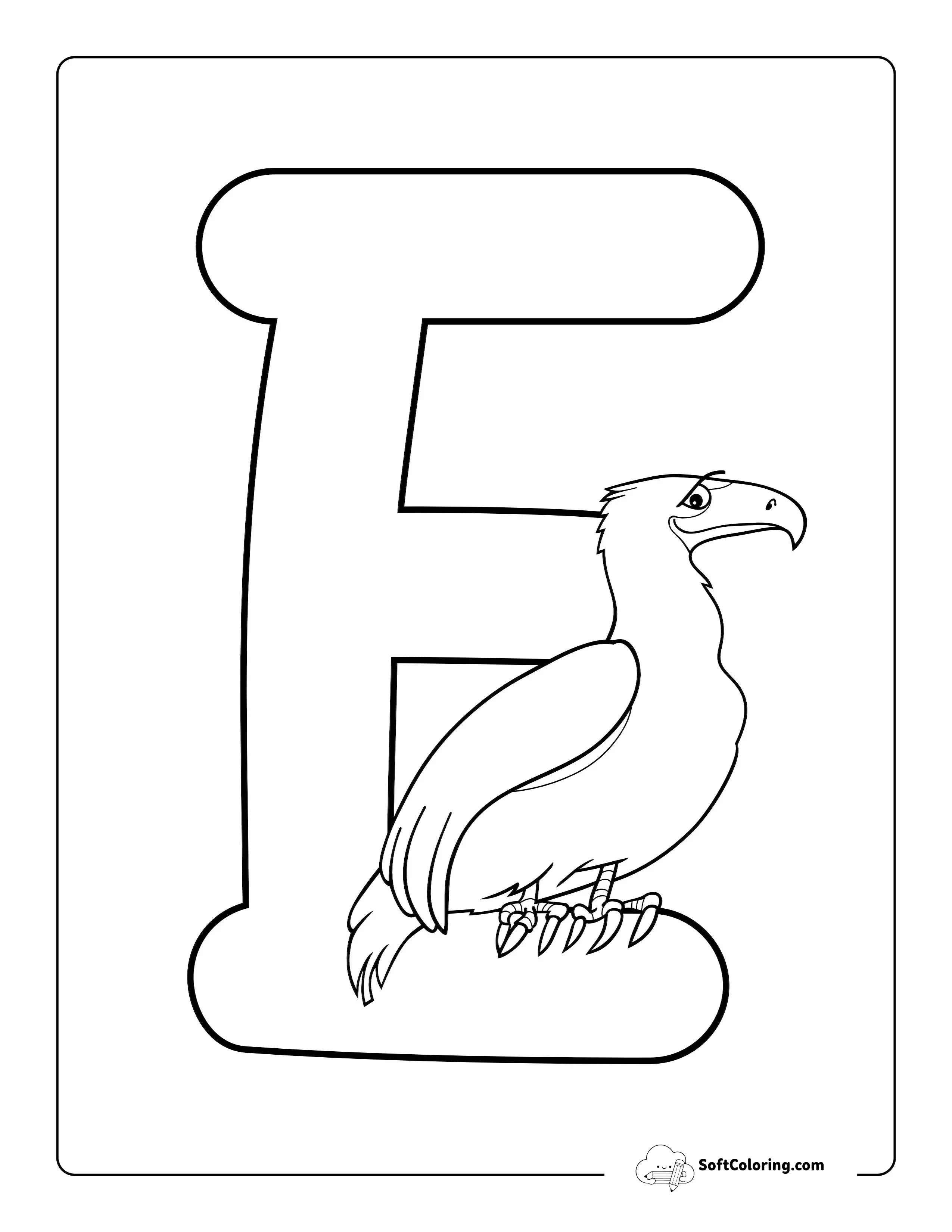 Letter E Eagle Coloring Page For Kids