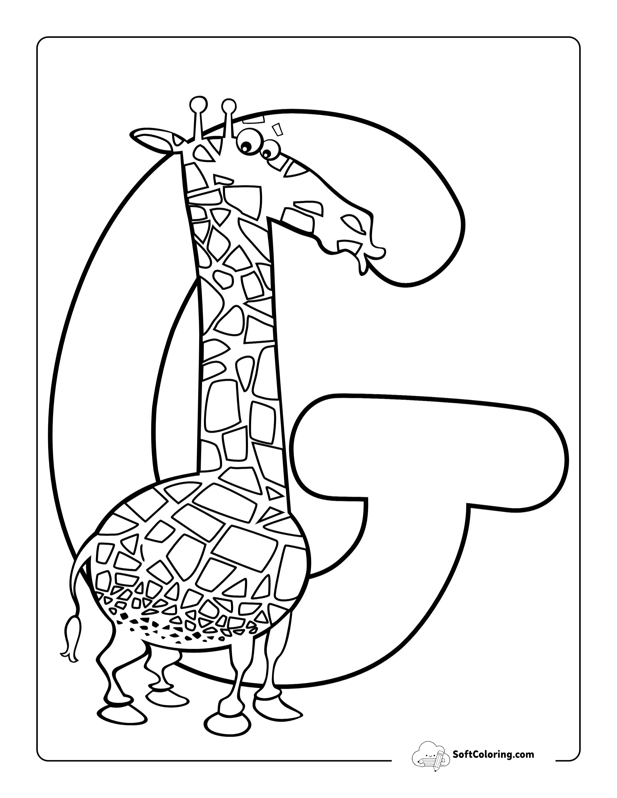 G Is For Giraffe Coloring Page For Kindergartners