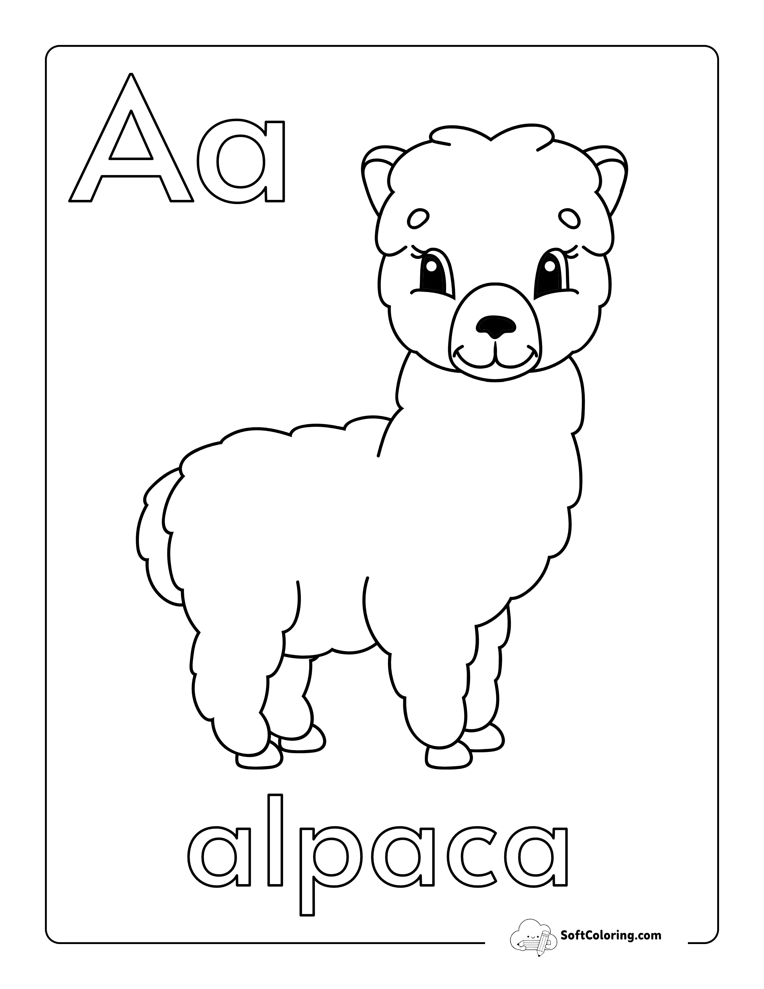 "A Is For Alpaca" Coloring Sheet