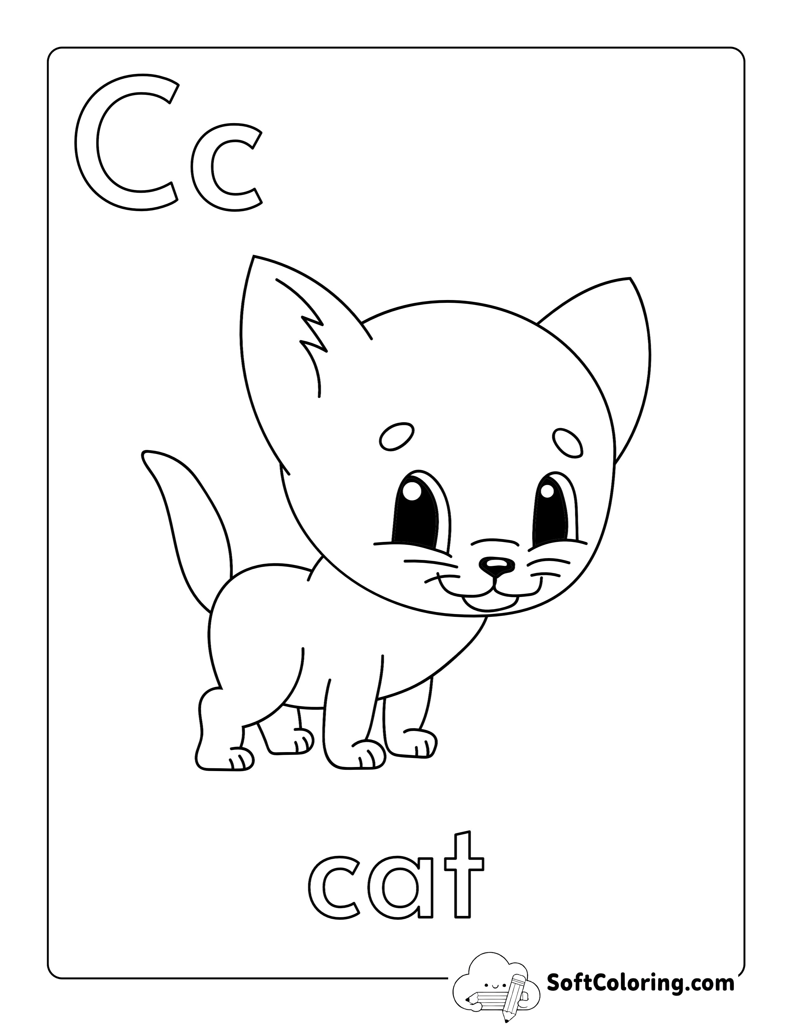 "C is for Cat" ABC Coloring Page for Toddlers