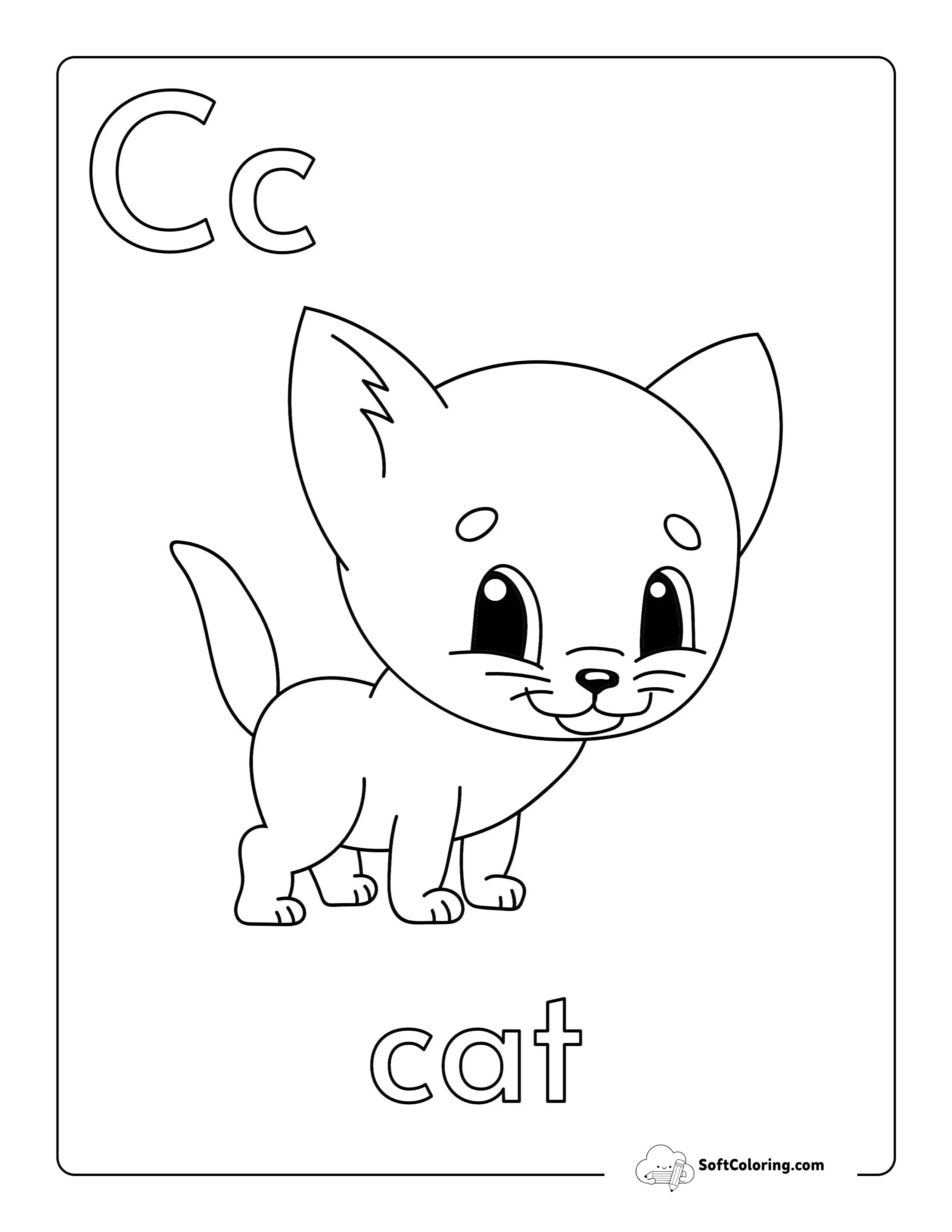 "C Is For Cat" Abc Coloring Page For Kids