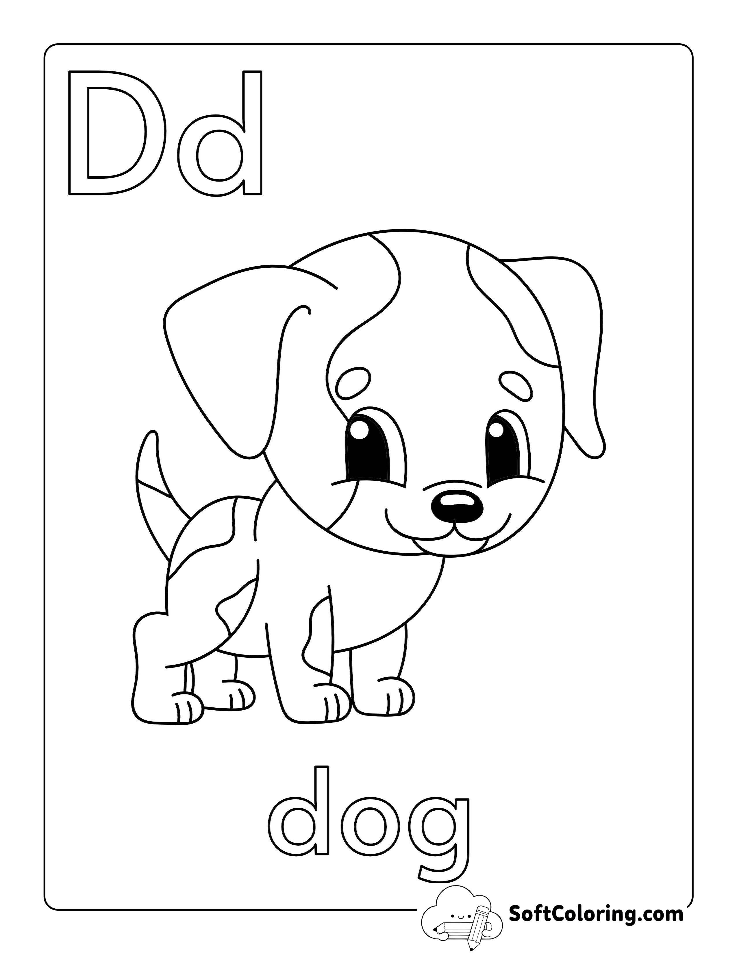 "D is for Dog" Alphabet Coloring Page