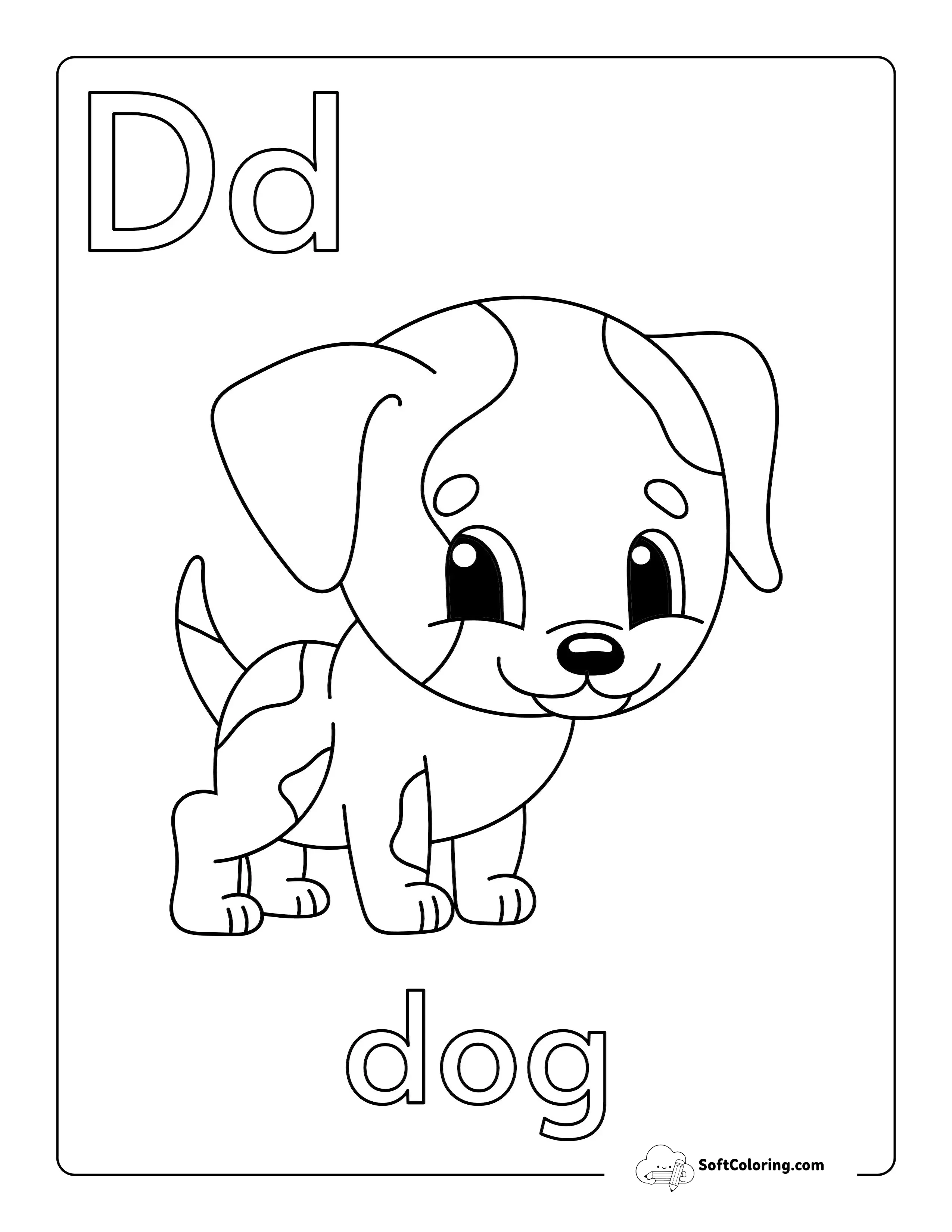 "D Is For Dog" Alphabet Coloring Page