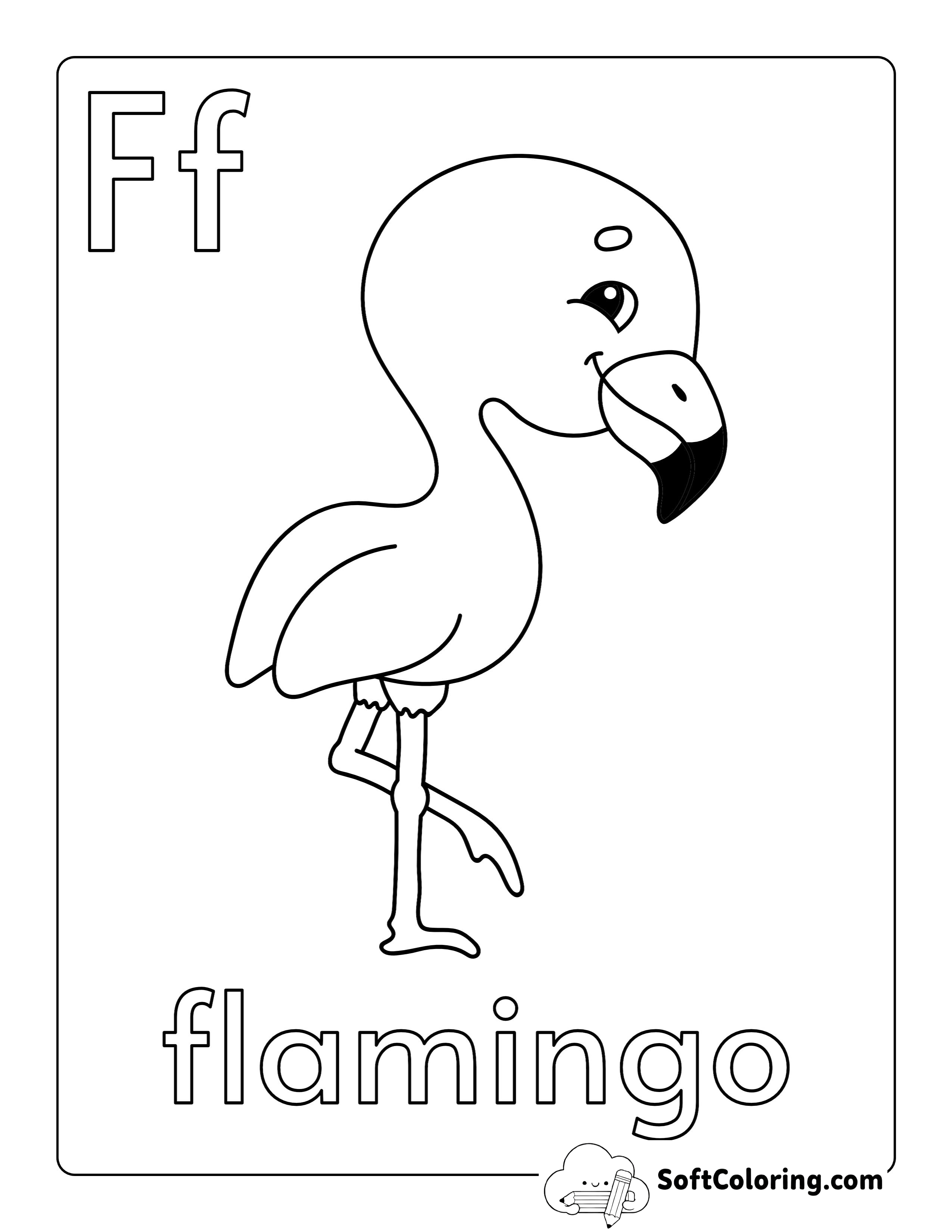 "F is for Flamingo" Coloring Sheet for Kids