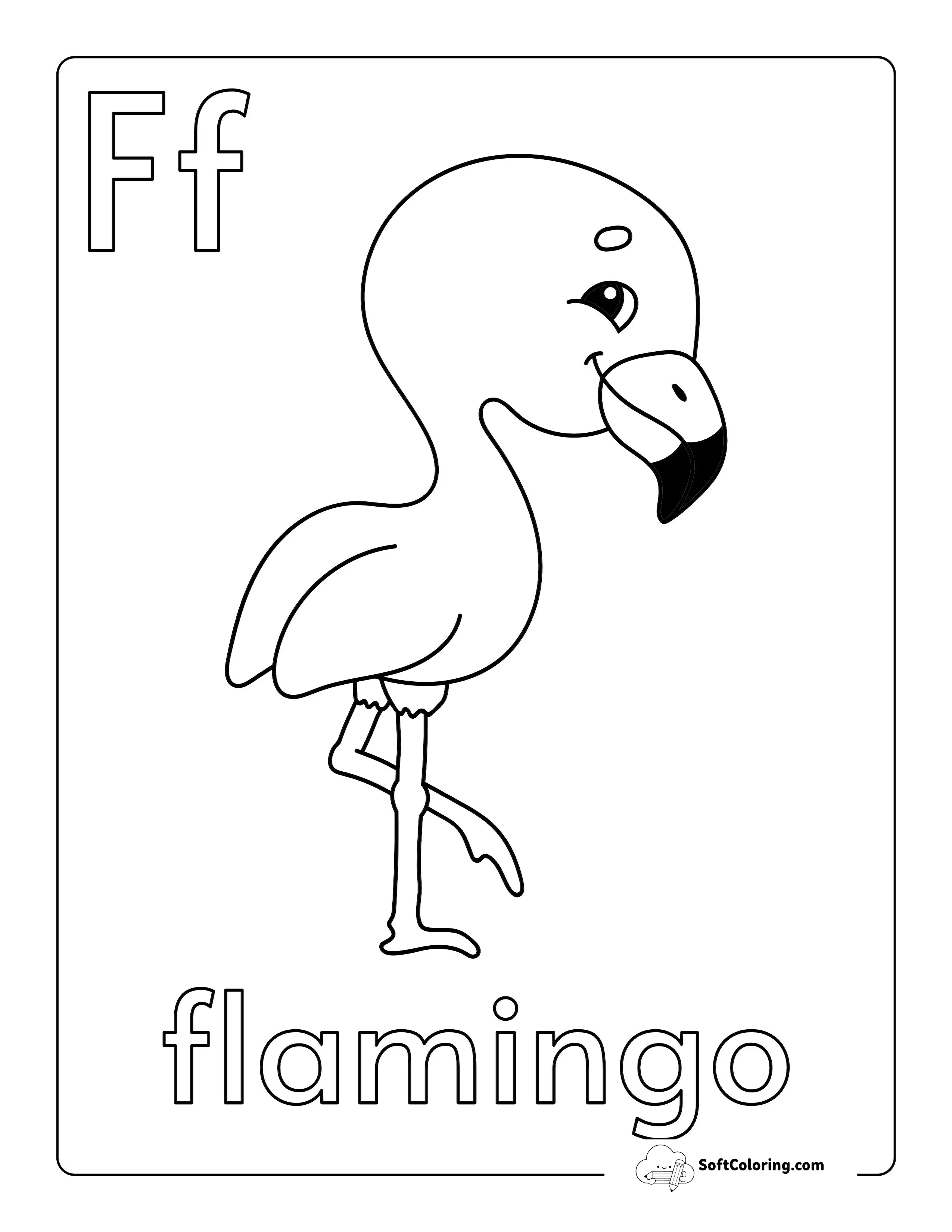 "F Is For Flamingo" Coloring Sheet For Kids