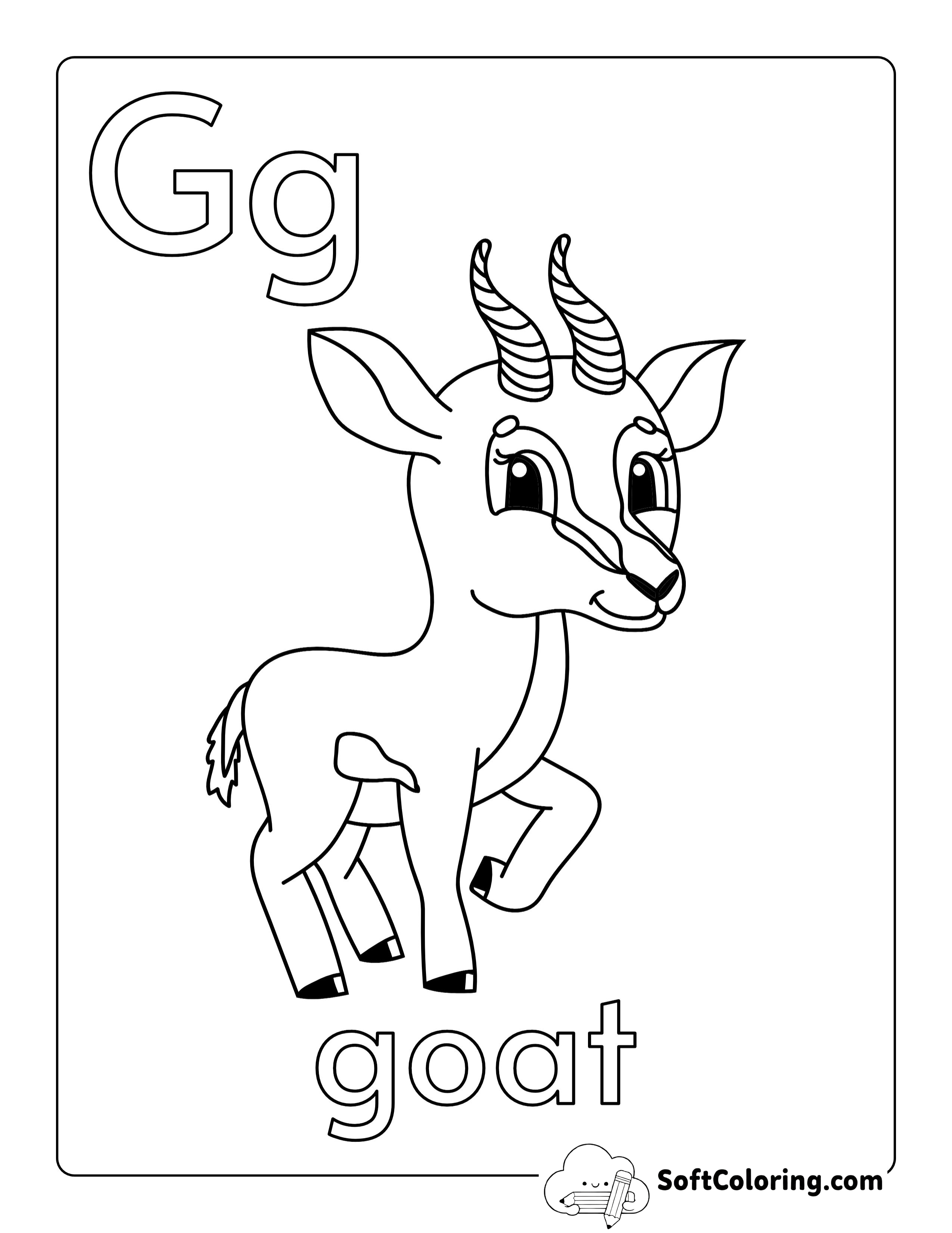 "G is for Goat" Coloring Page for Kids