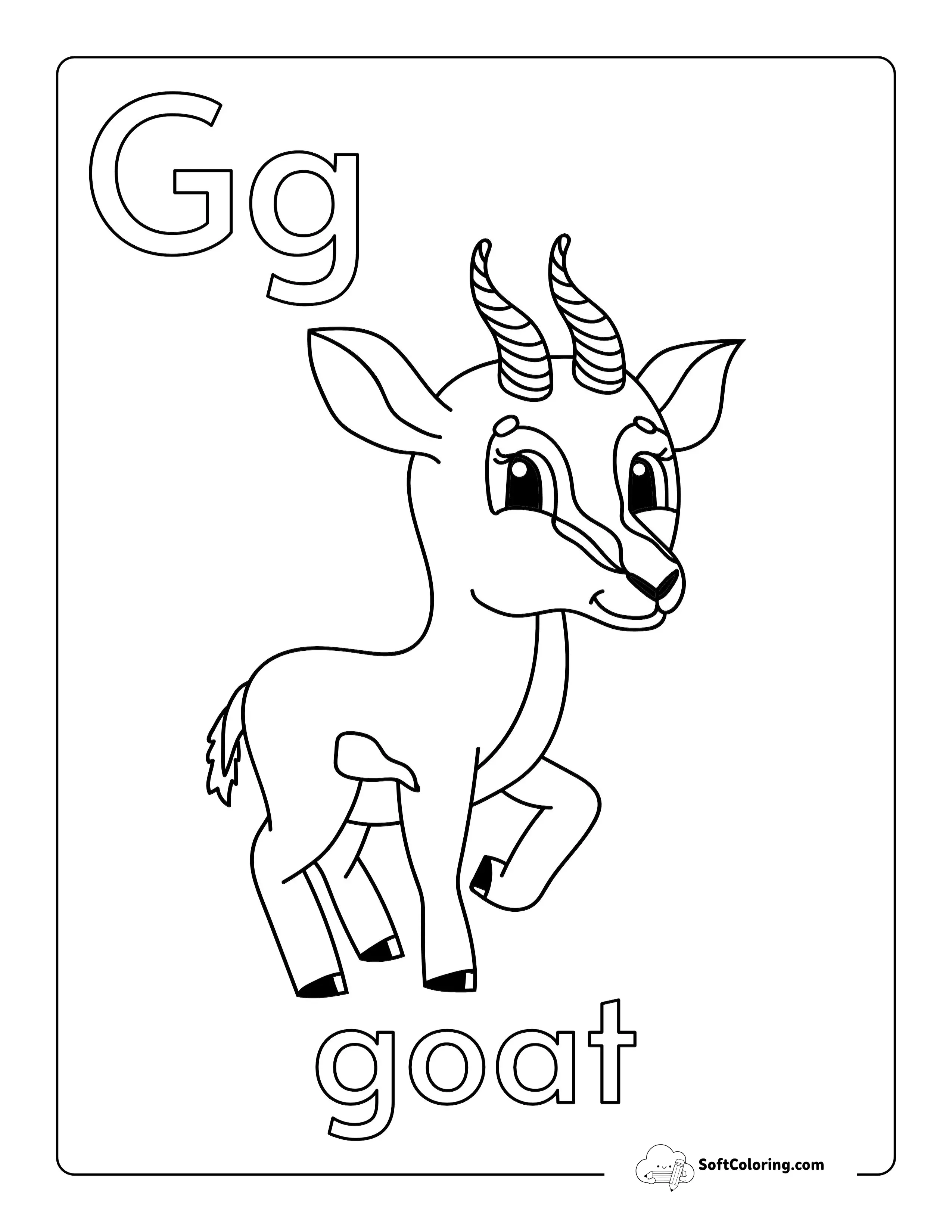 "G Is For Goat" Coloring Page For Kids