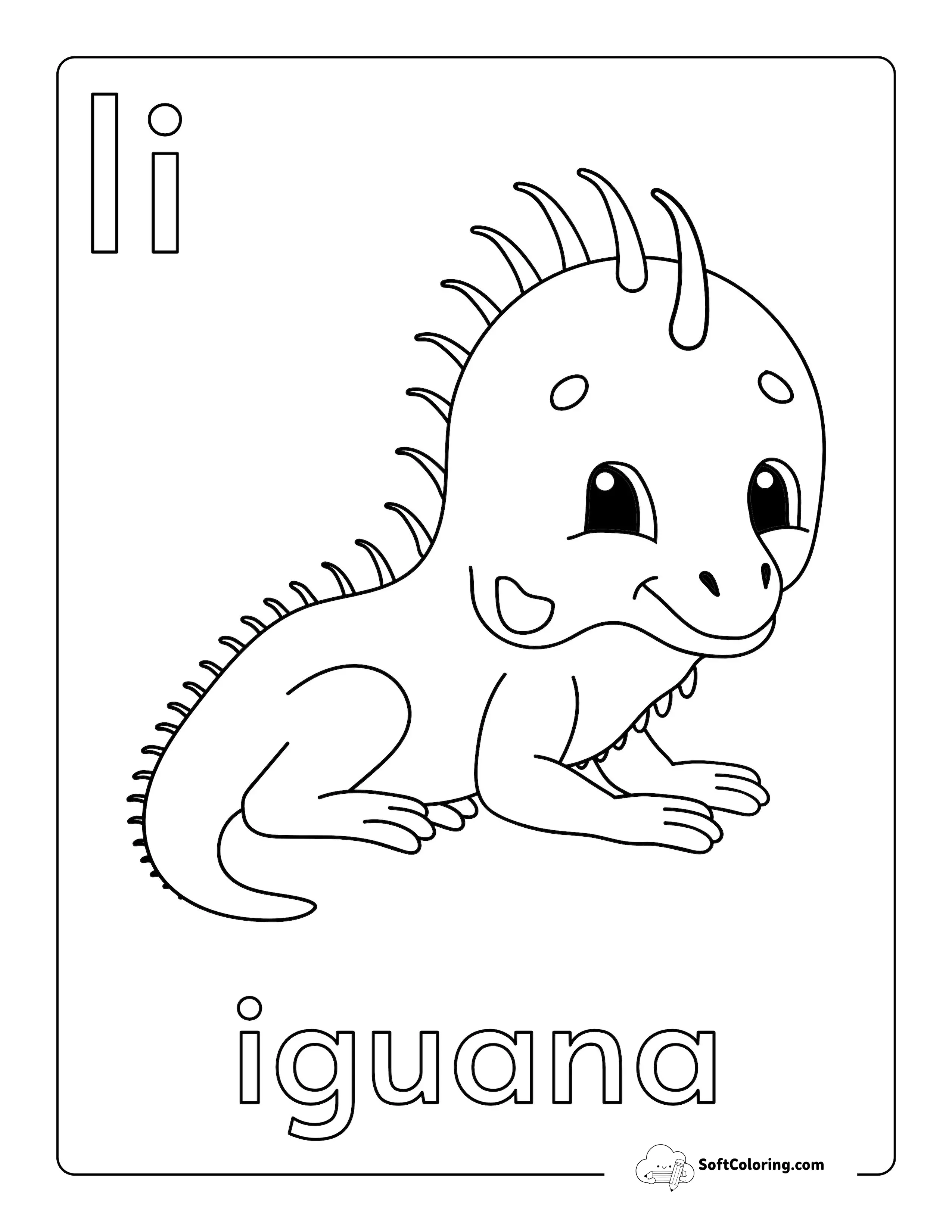 Cute Iguana Alphabet Coloring Sheet