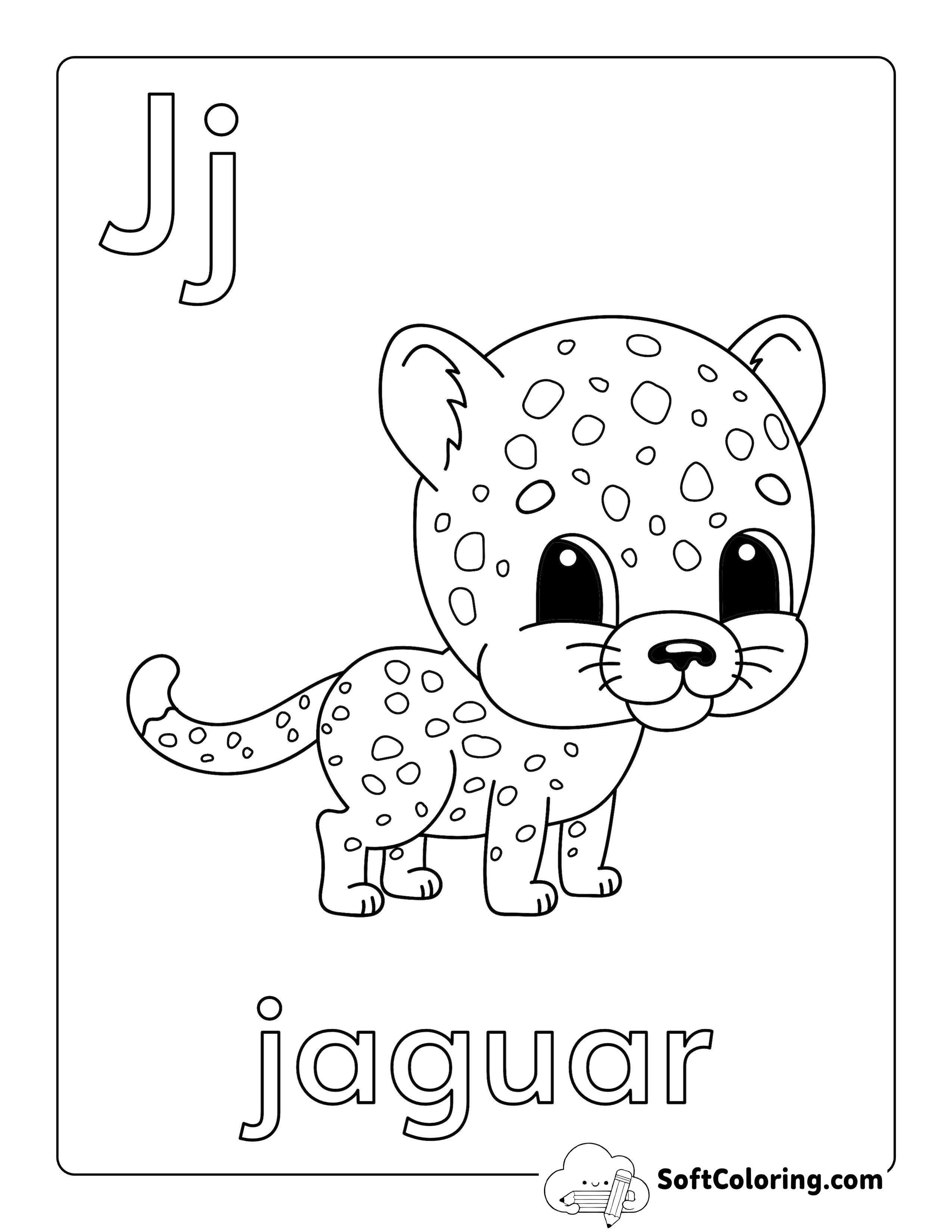 Jaguar Alphabet Coloring Sheet for Kids