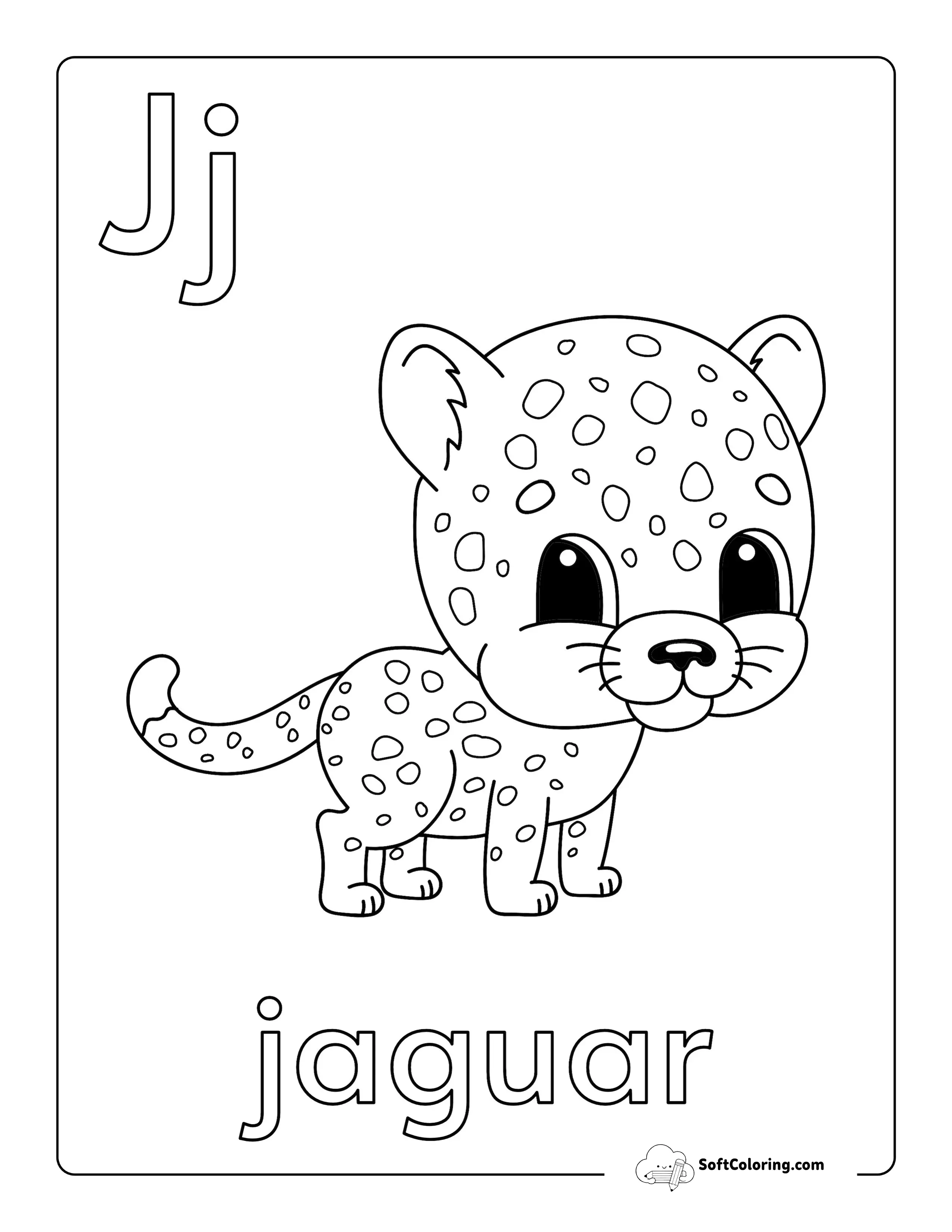 Jaguar Alphabet Coloring Sheet For Kids
