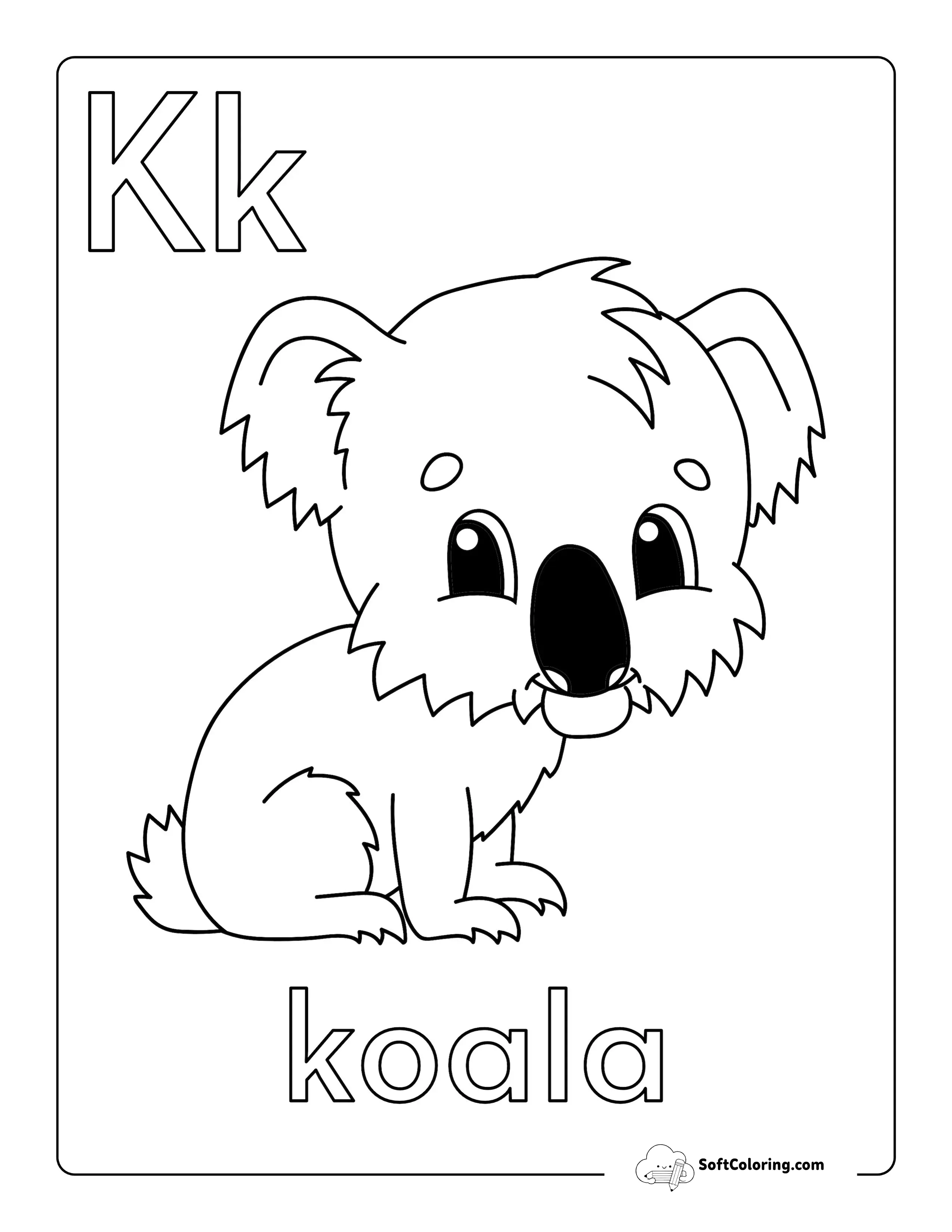 Koala Cute Coloring Sheet For Kids