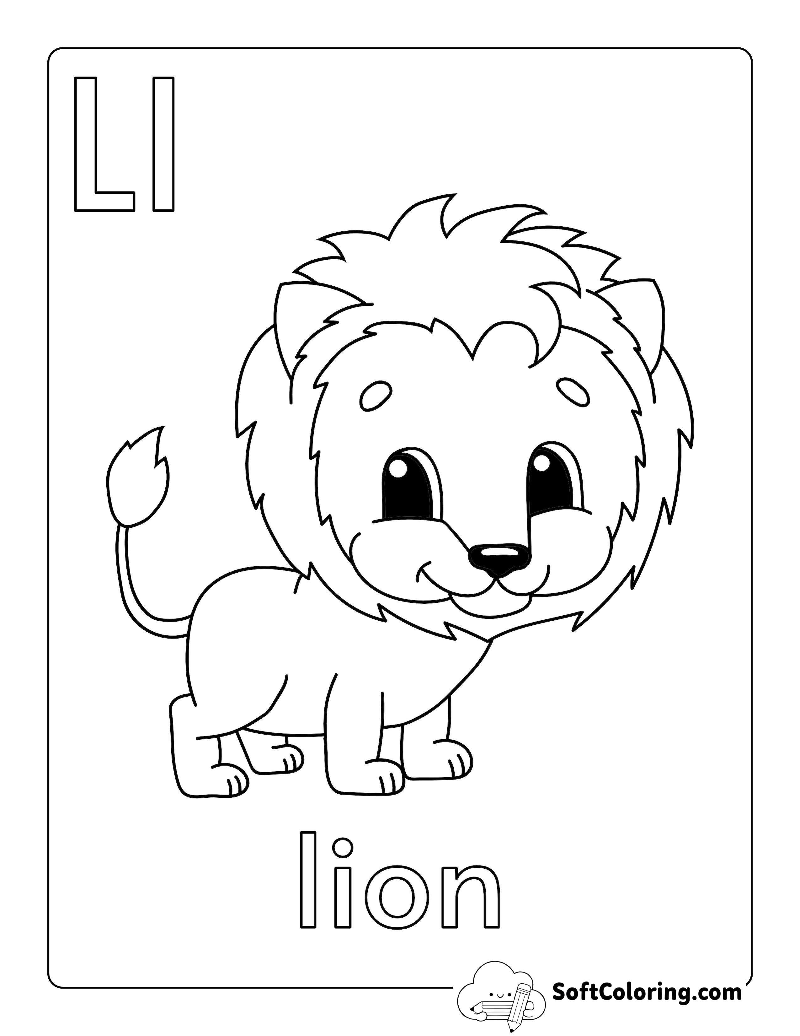 "L is for Lion" Alphabet Coloring Sheet for Kids