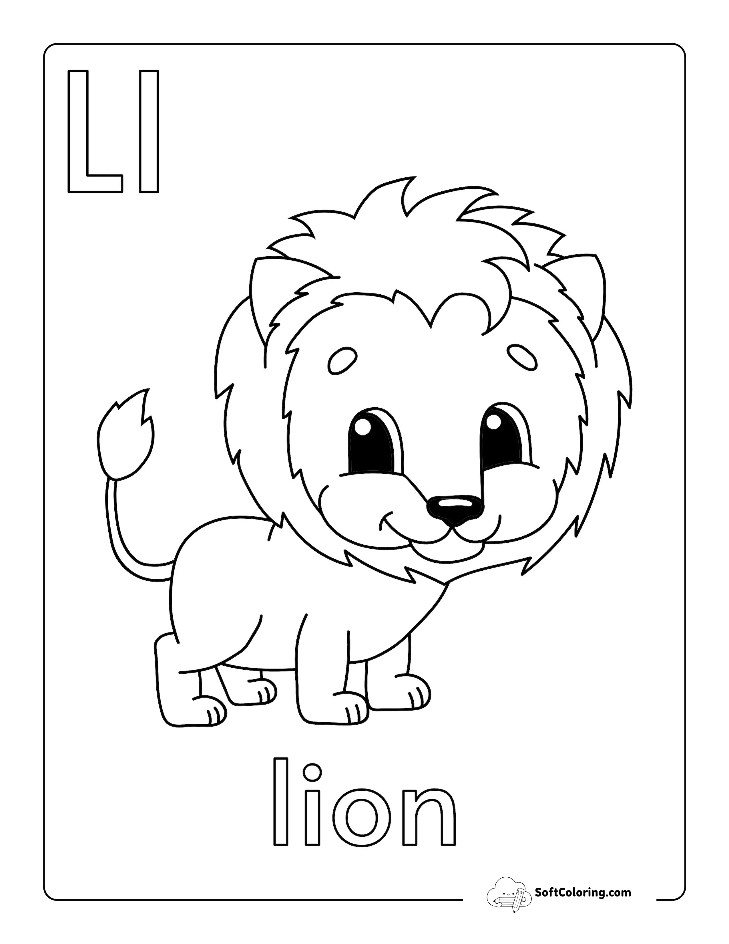 "L Is For Lion" Alphabet Coloring Sheet For Kids