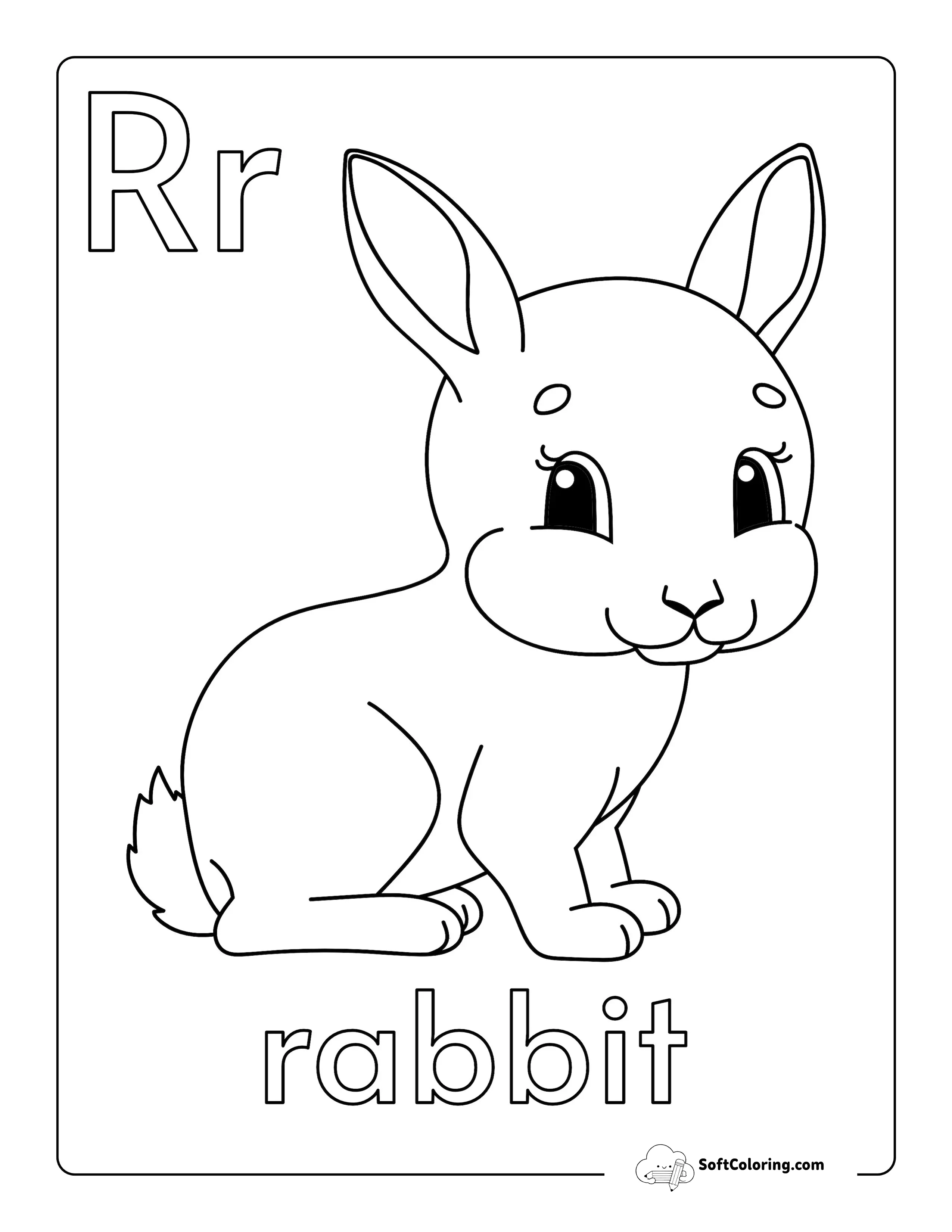 "R Is For Rabbit" Cute Alphabet Printable To Color