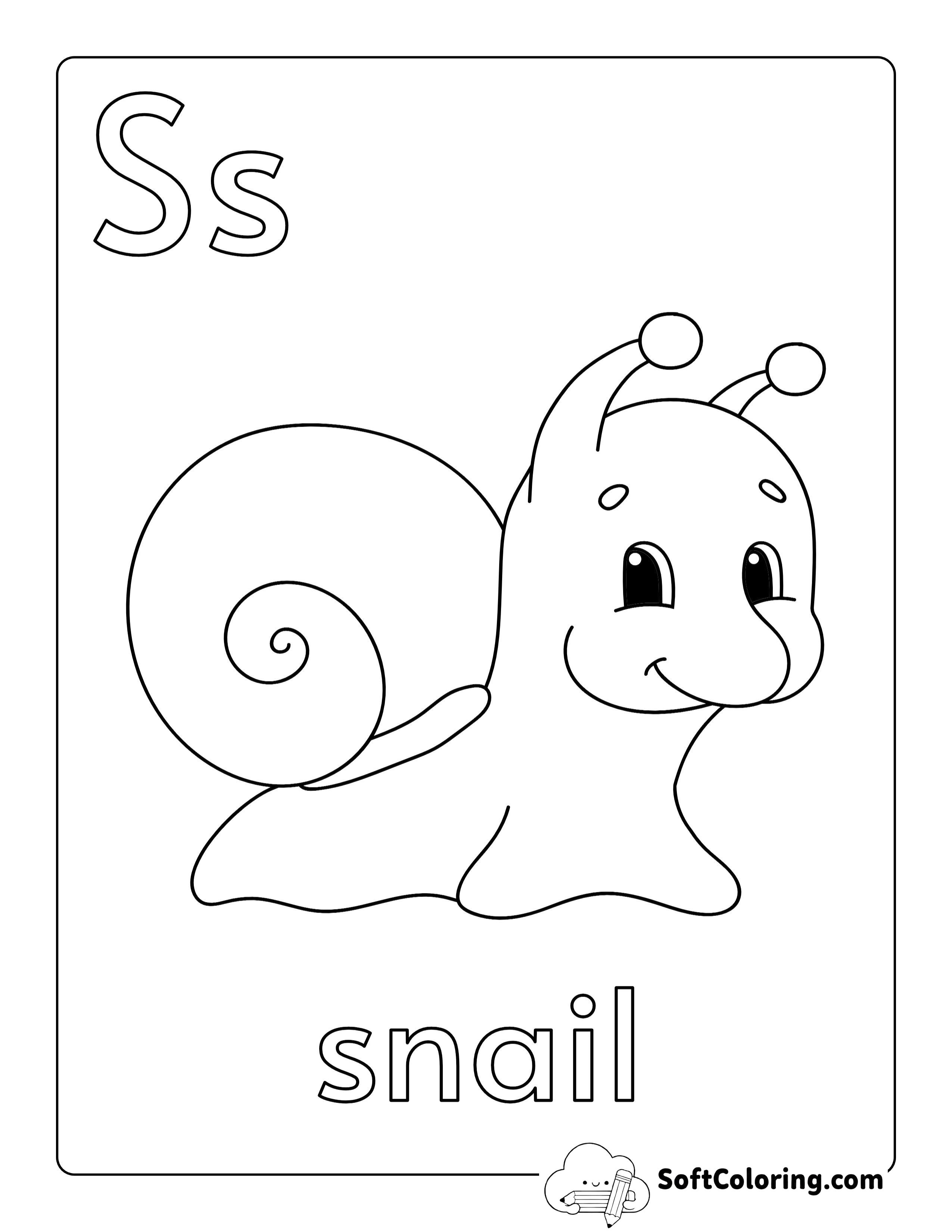 "S is for Snail" Coloring Sheet for Preschoolers