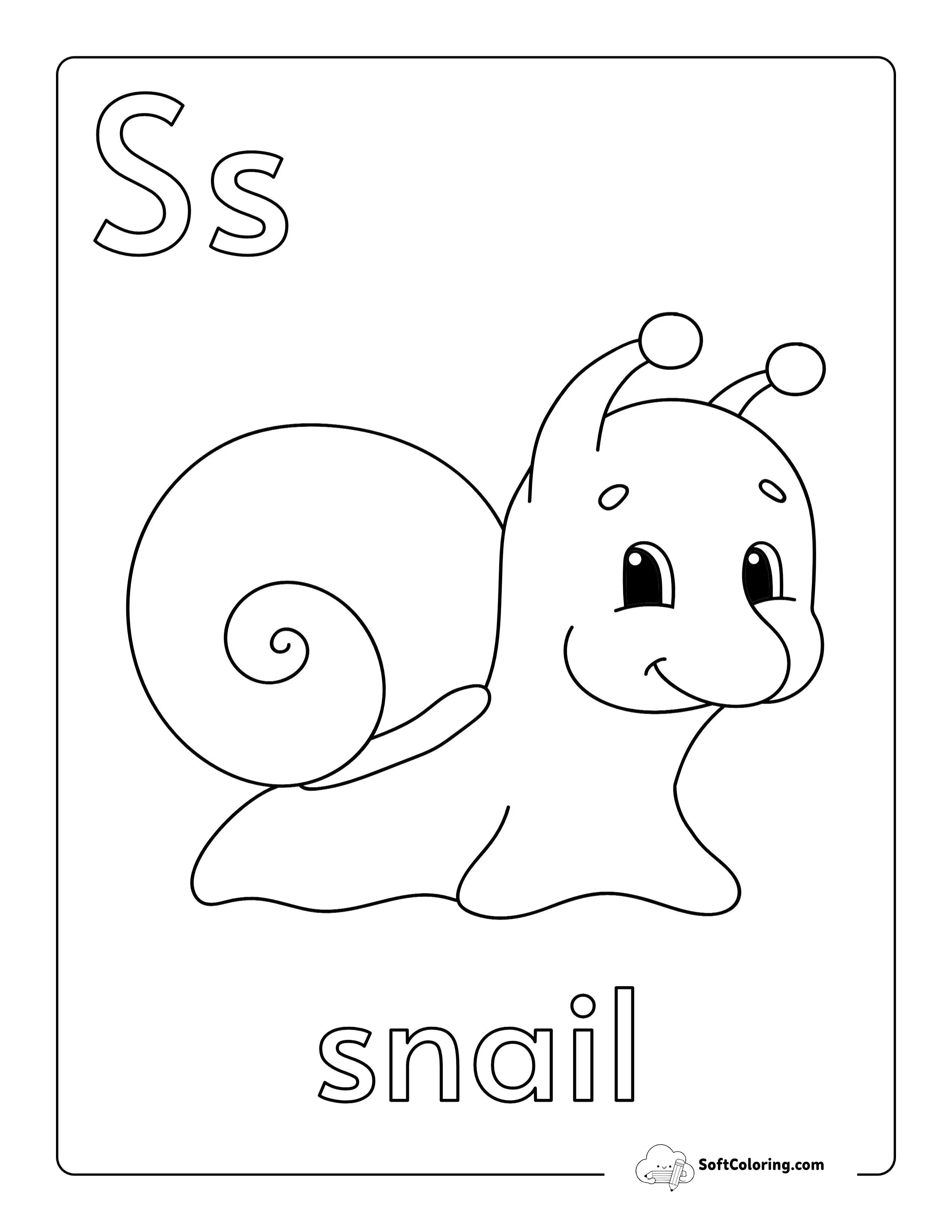 "S Is For Snail" Coloring Sheet For Preschoolers