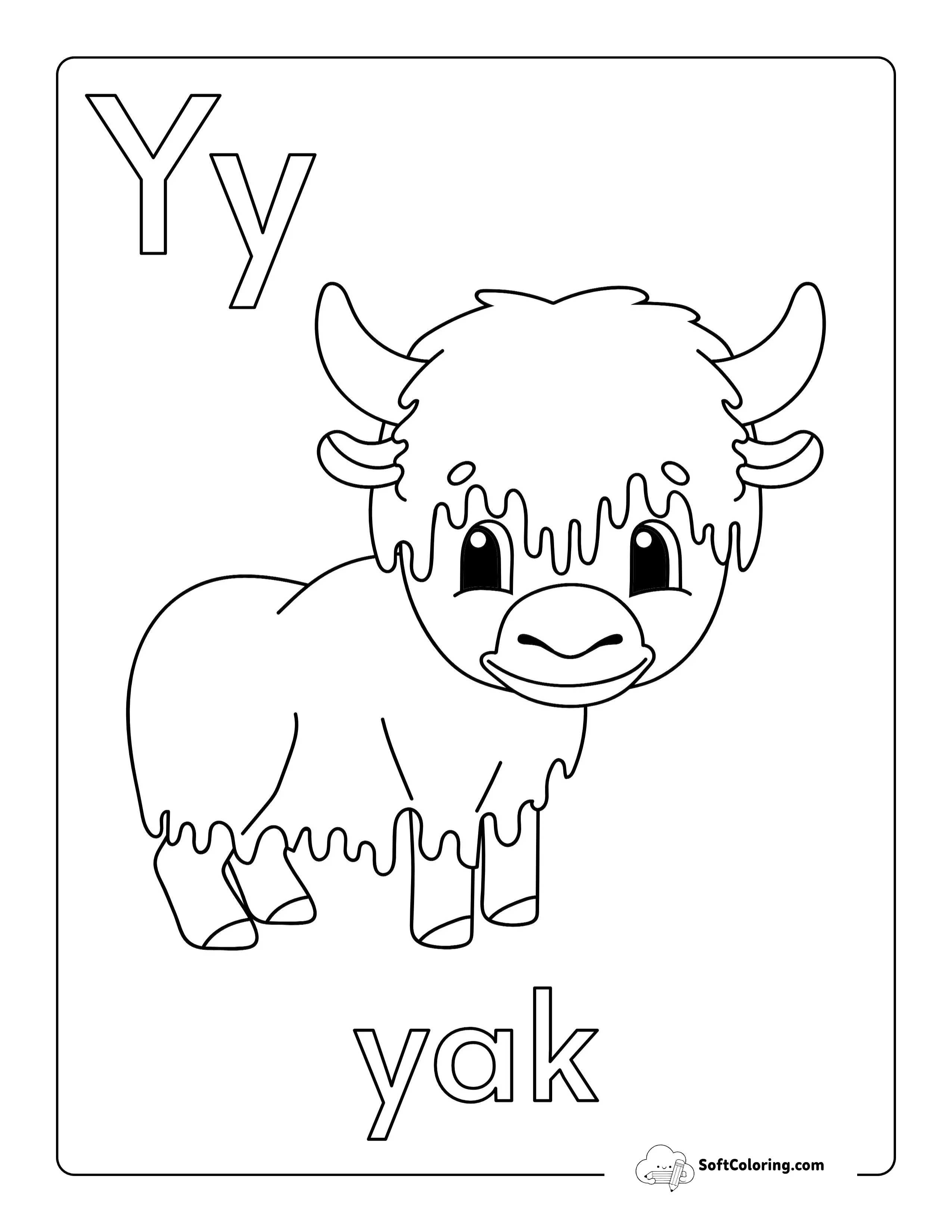 "Y Is For Yak" Alphabet Printable For Kids