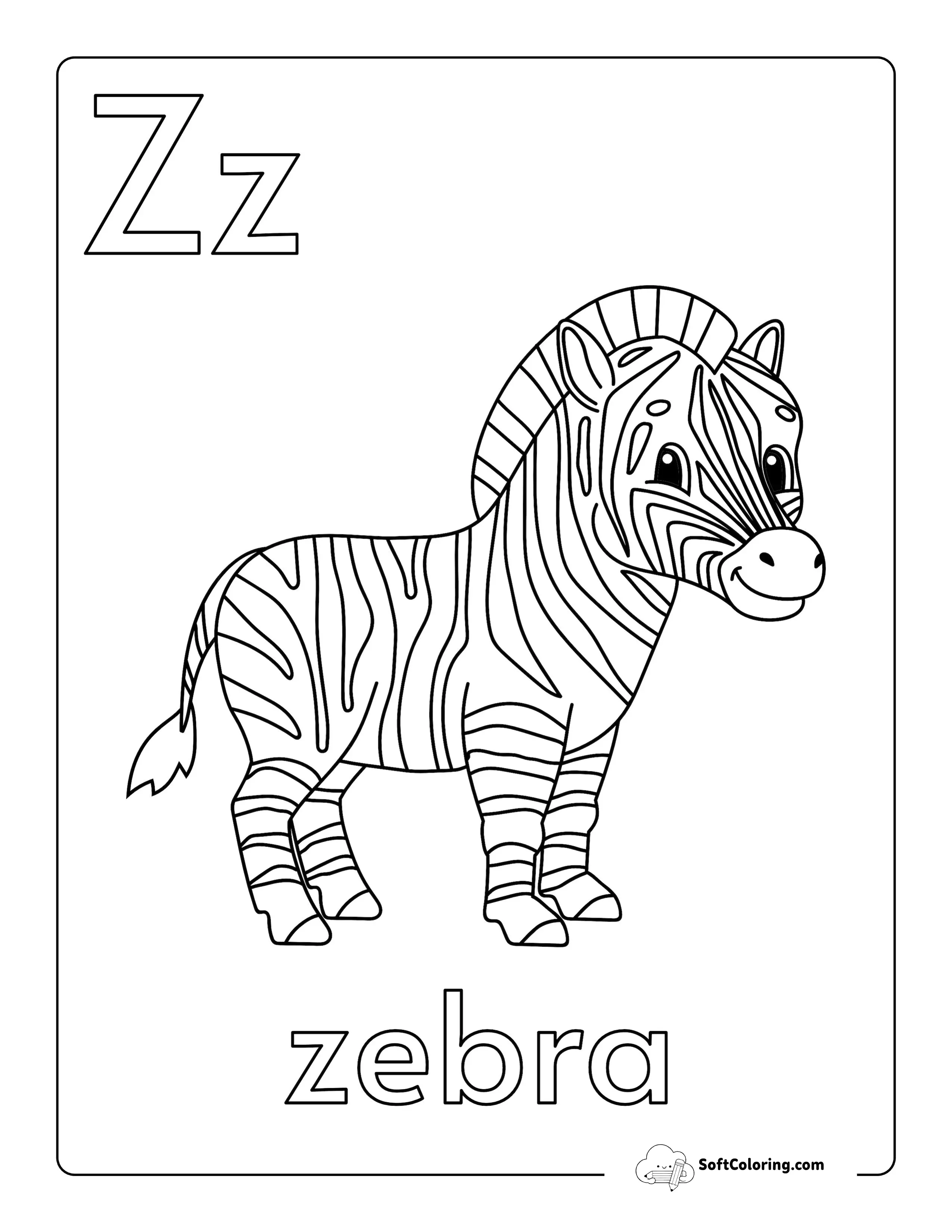 Zebra Alphabet Coloring Sheet