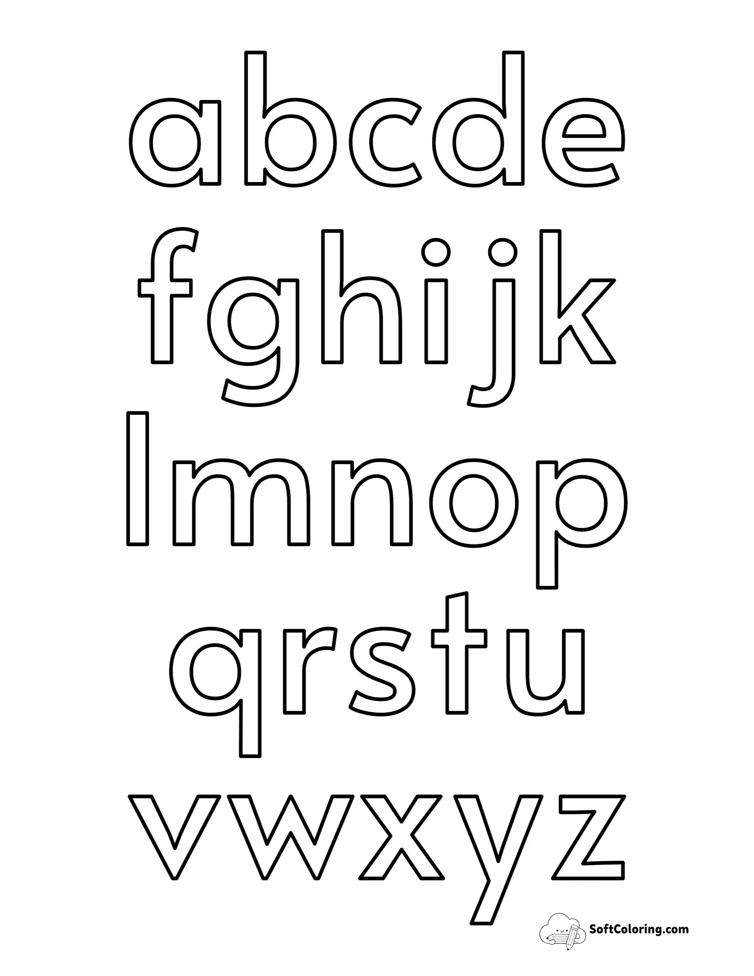 Lowercase Alphabet Coloring Page
