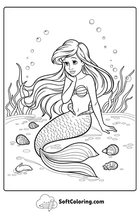 Andersen’s Little Mermaid Coloring Page 3