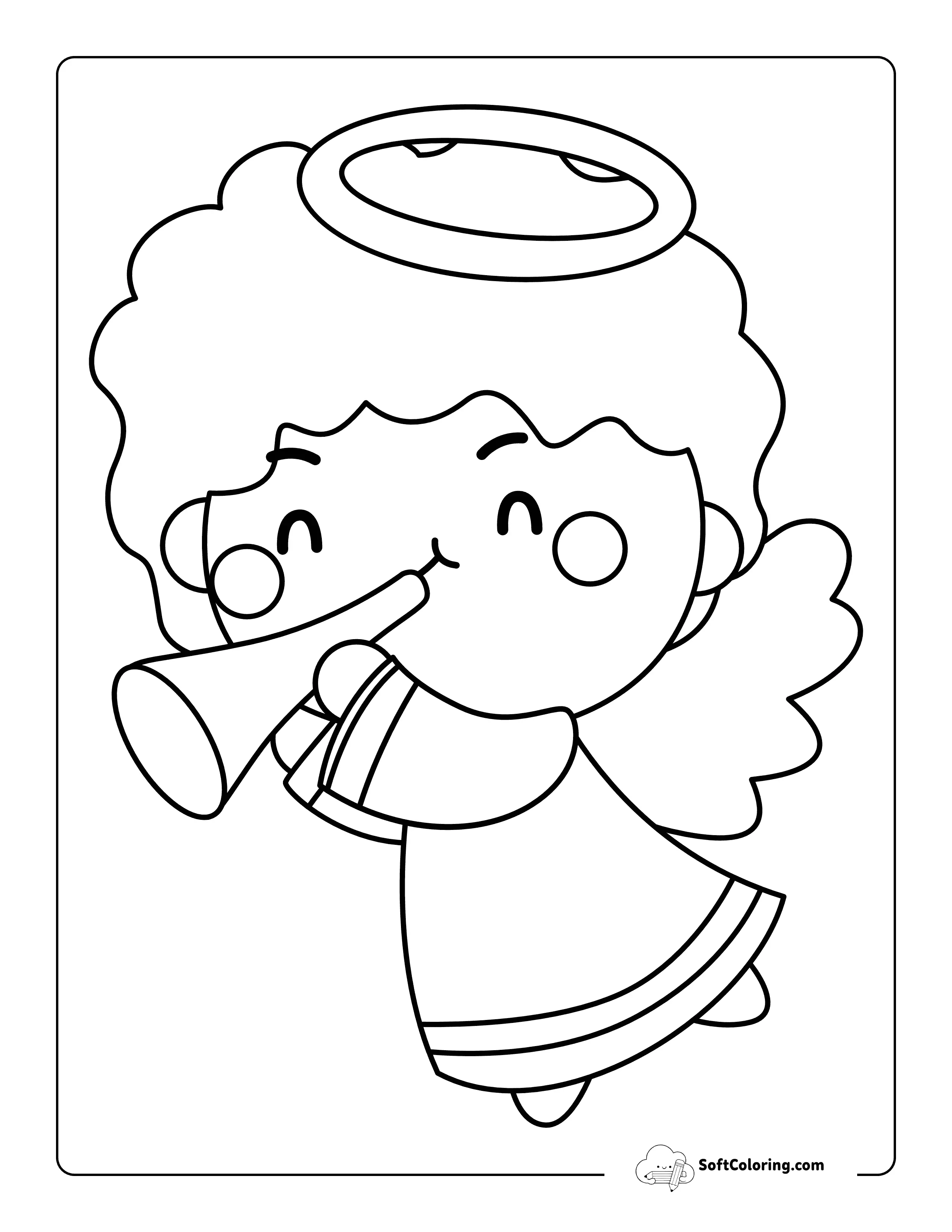 Easy Adorable Little Angel Coloring Page