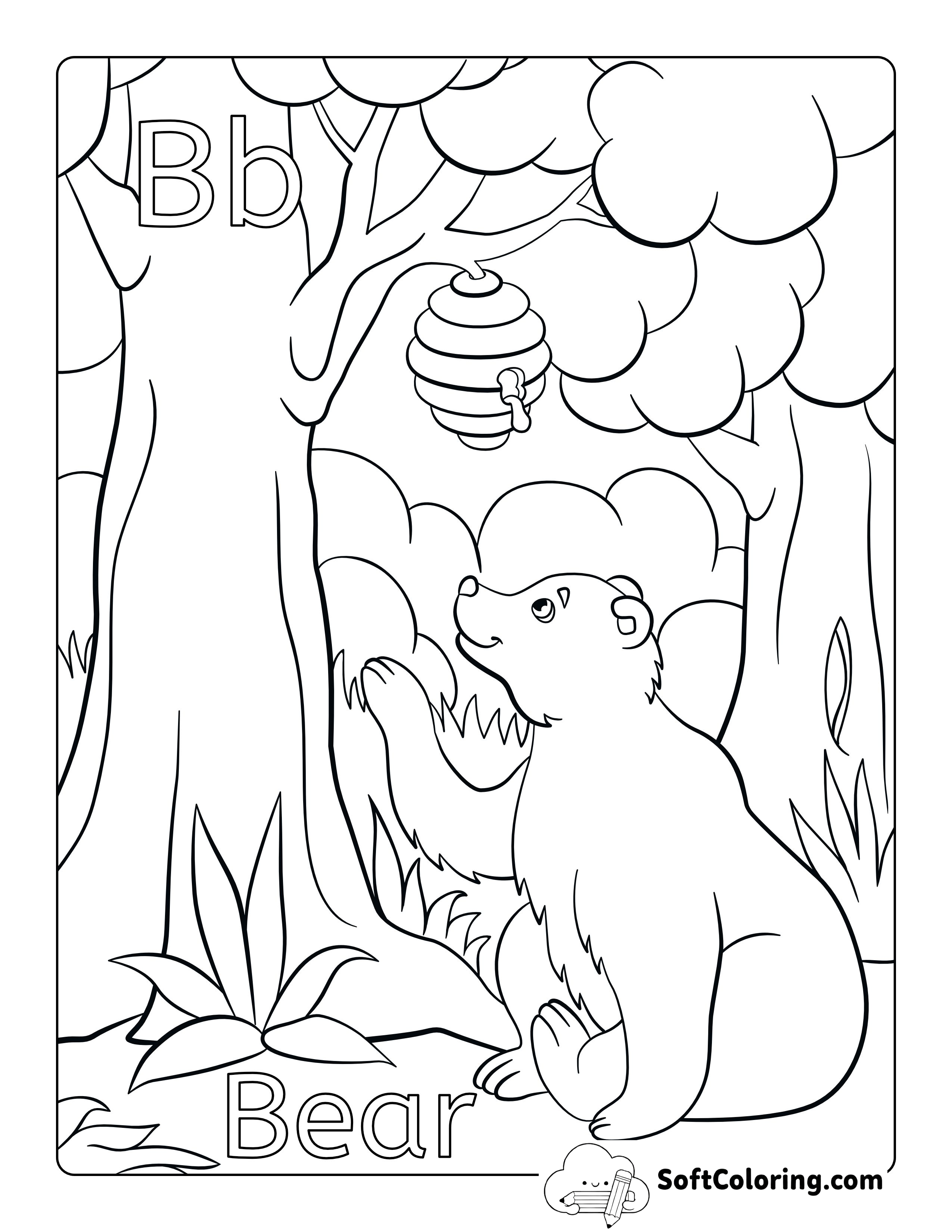 Cute Bear - Kids Animal Coloring Page