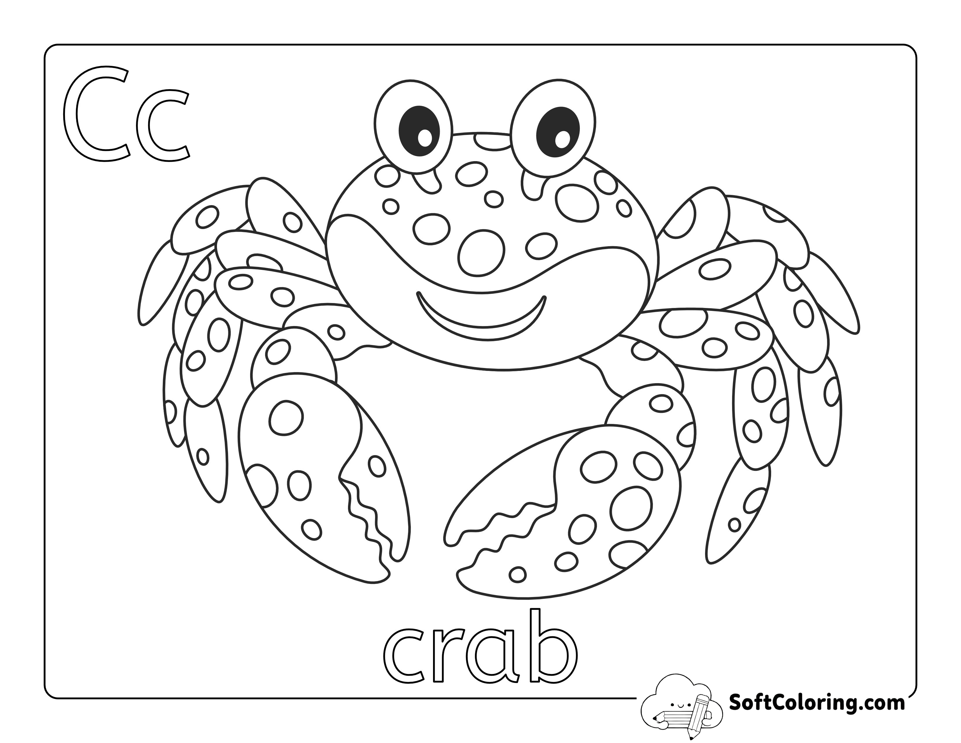 "C is for Crab" Coloring Sheet for Preschoolers