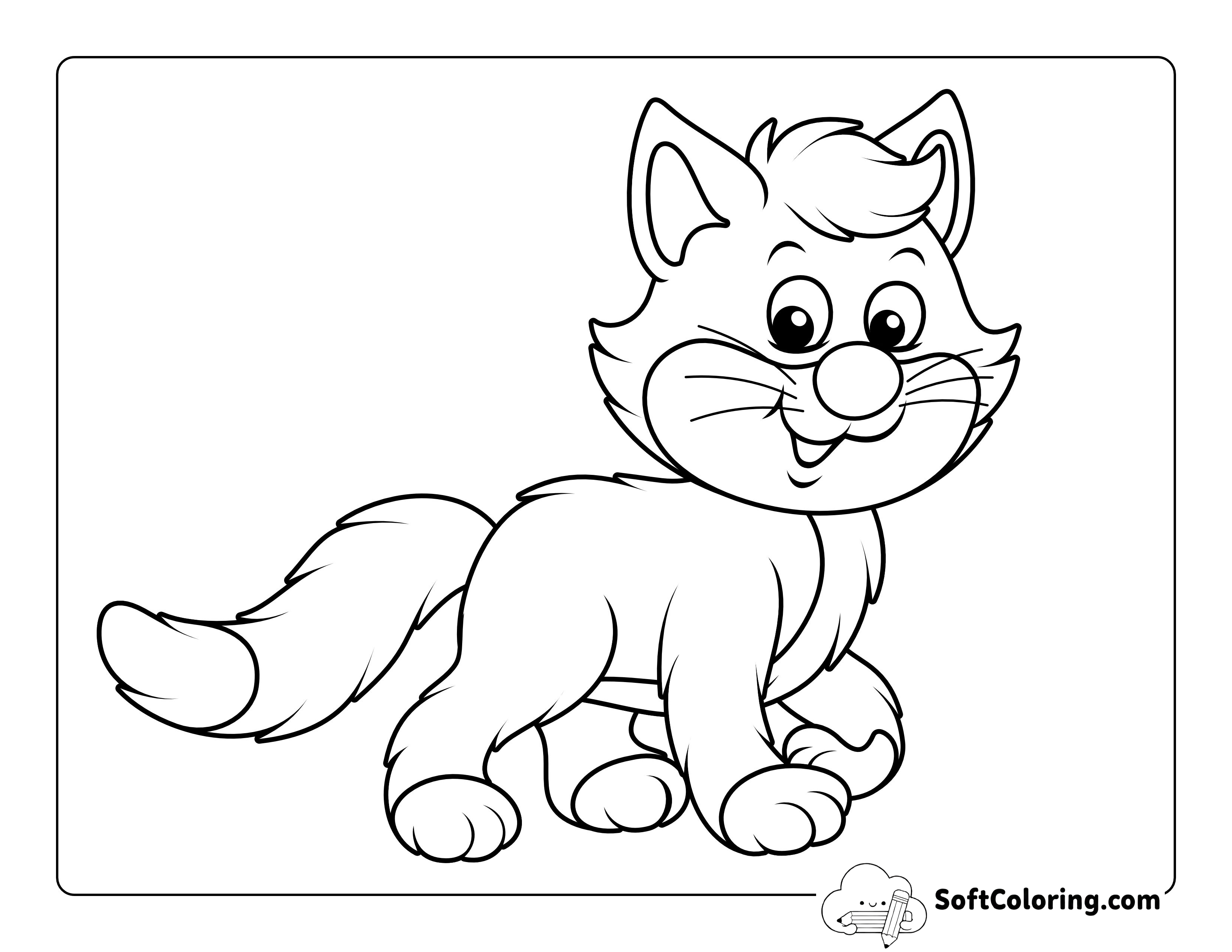 Cartoon Cat - Kids Animal Coloring Page