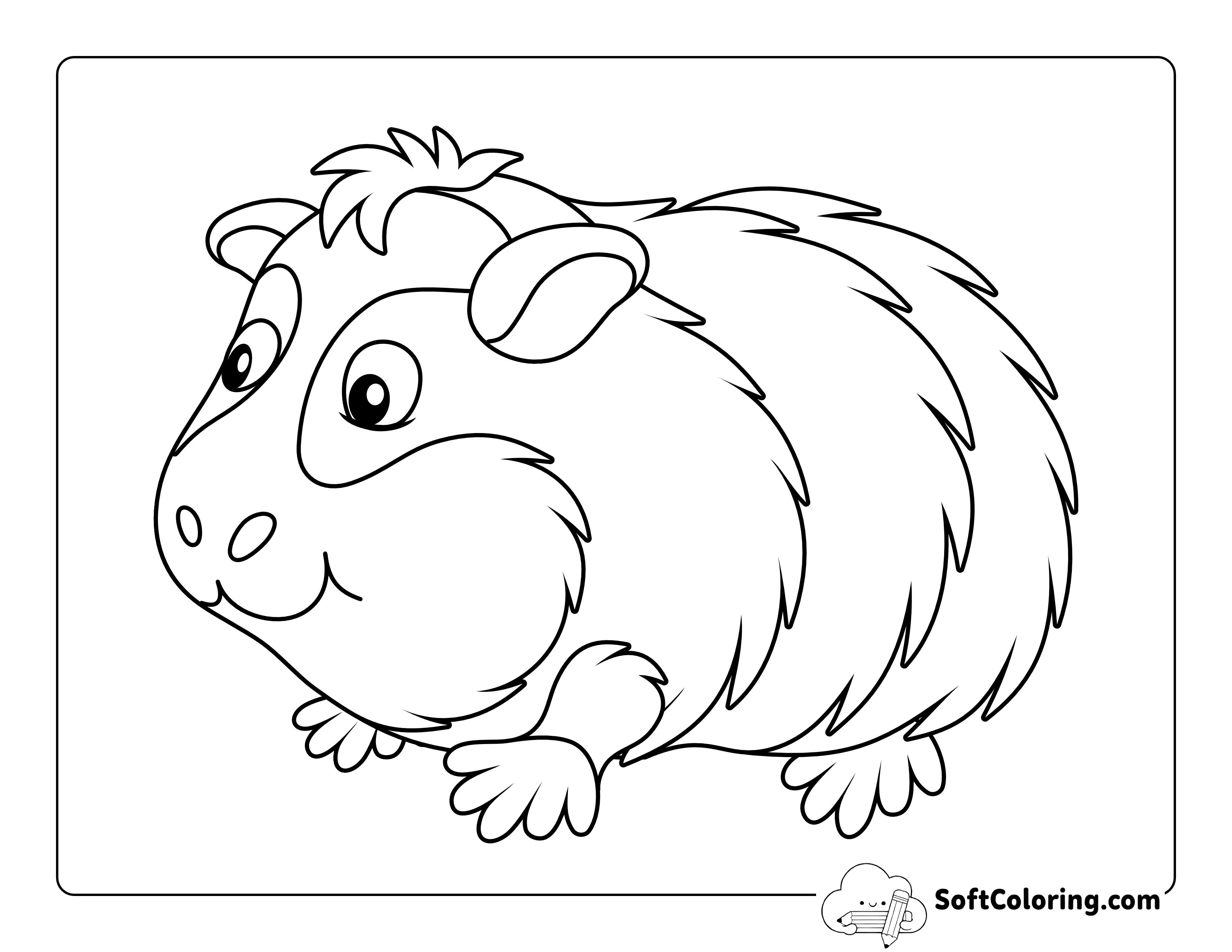Guinea Pig Pet Coloring Page for Kids