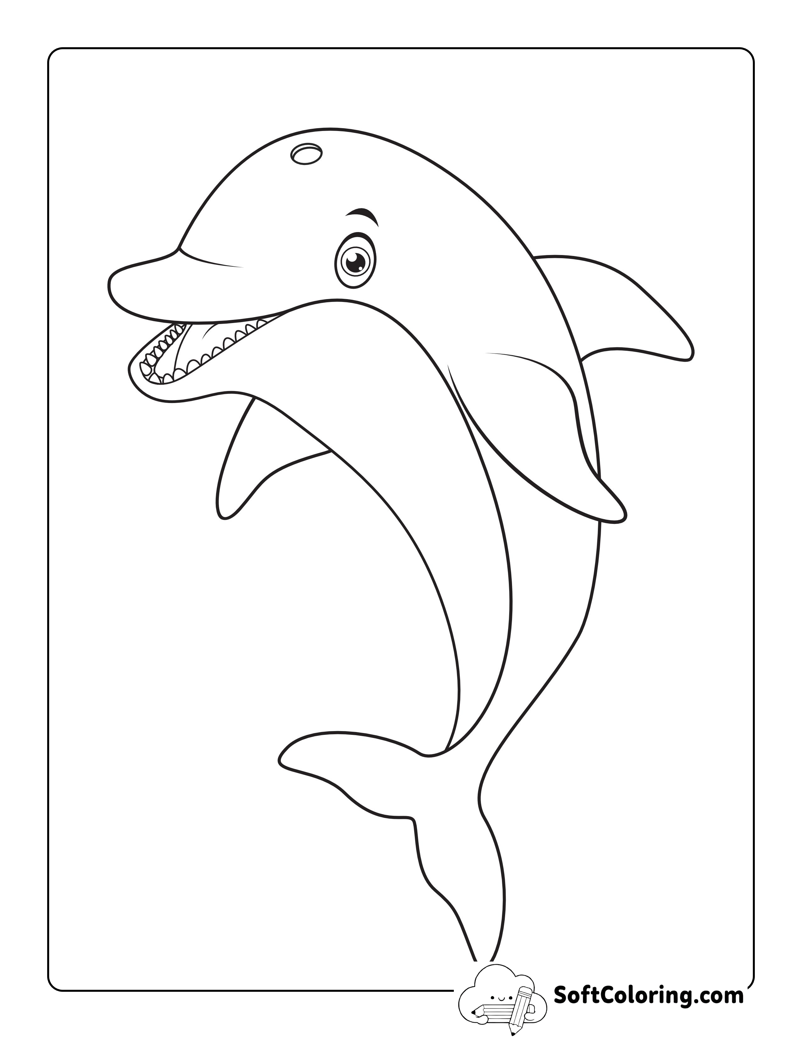 Smiling Dolphin Toddler Coloring Sheet
