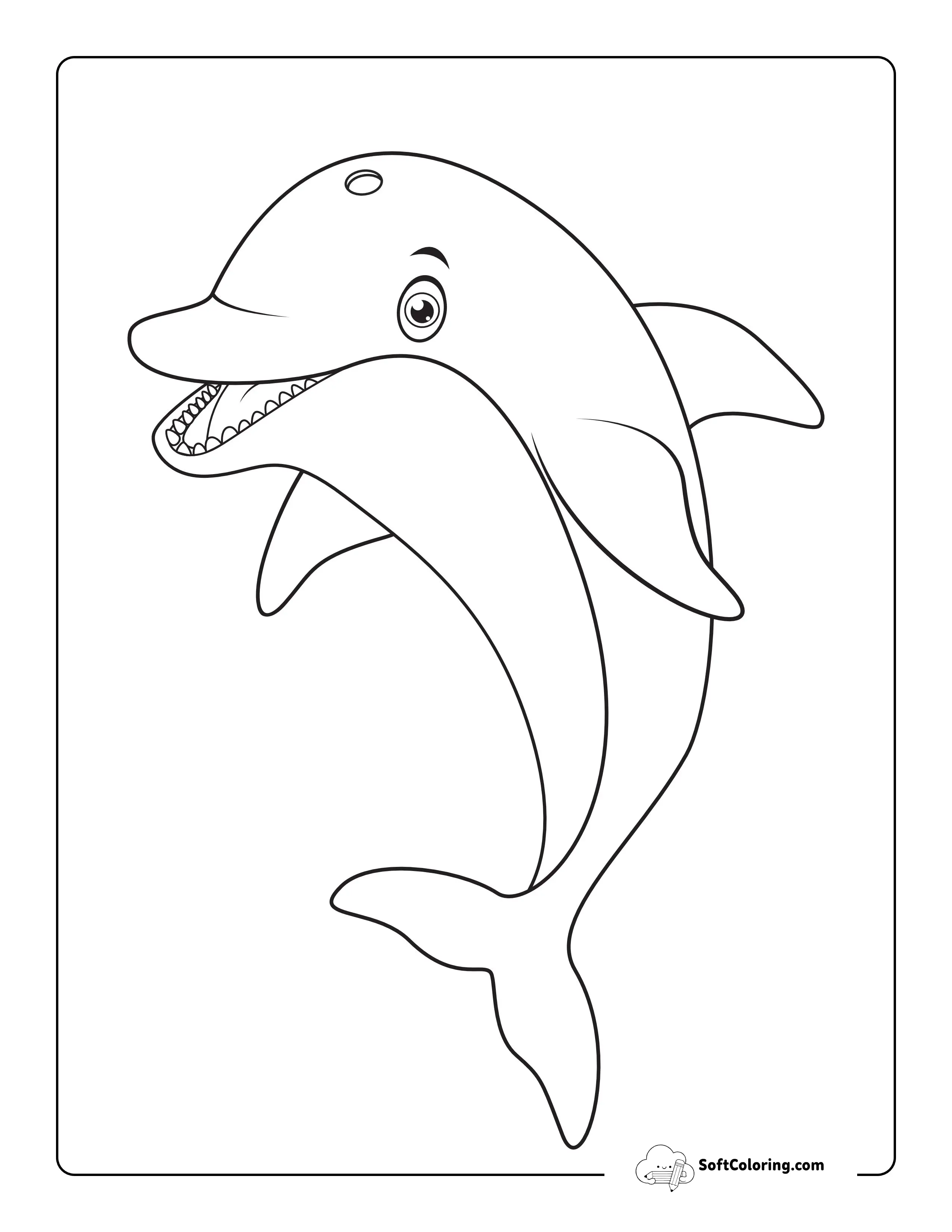 Smiling Dolphin Animal Coloring Sheet