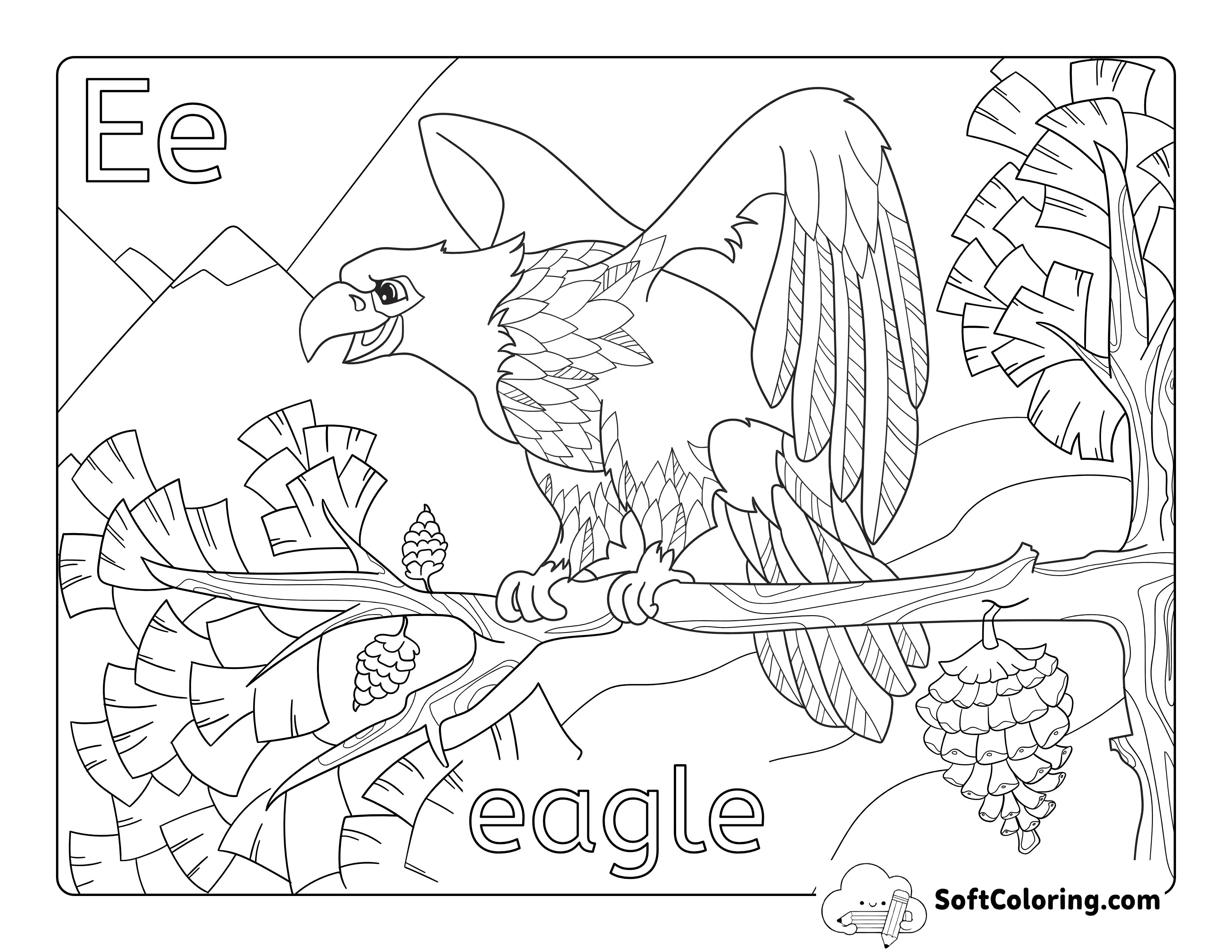 Realistic Eagle Coloring Page for Kids