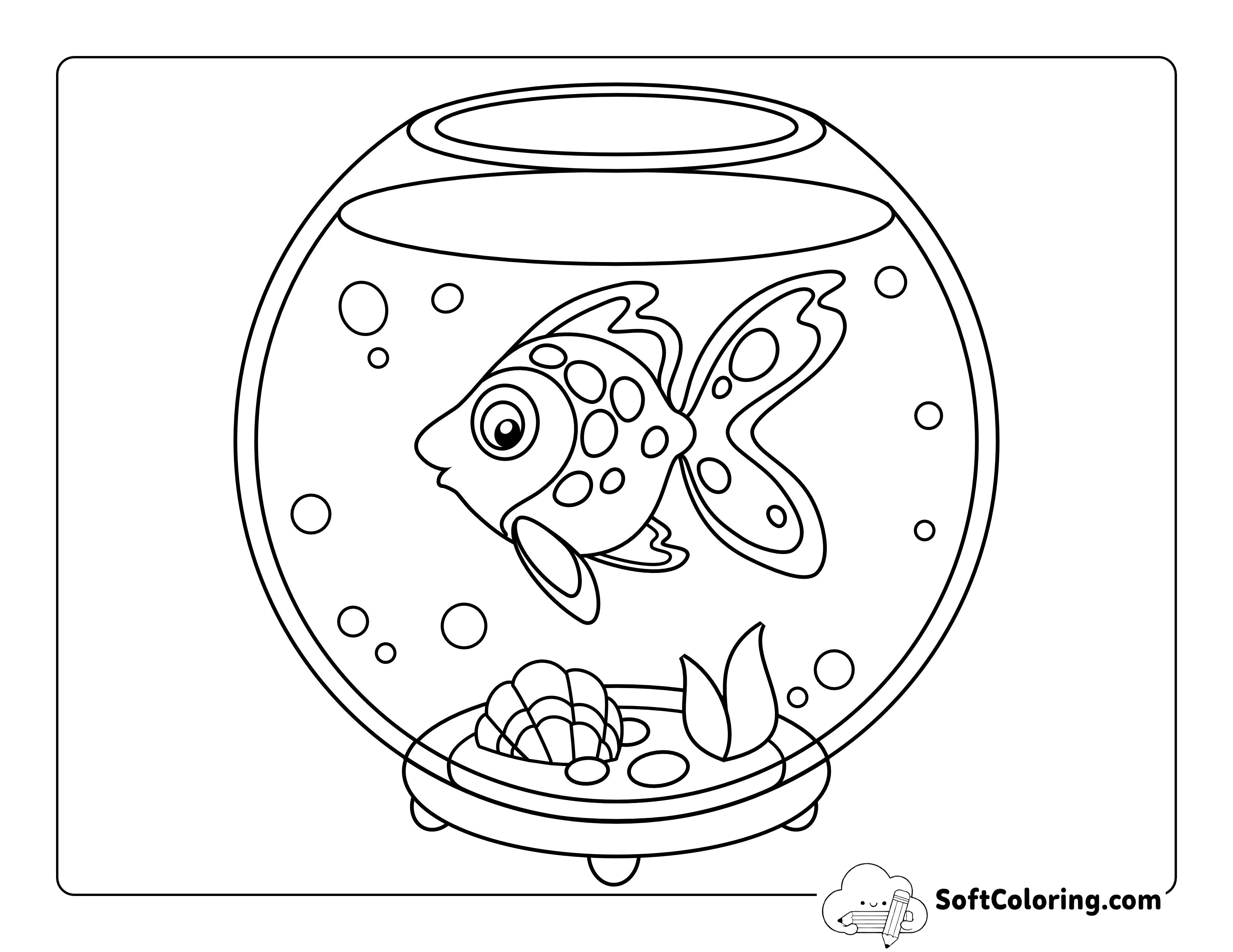 Simple Pet Gold Fish Coloring Page