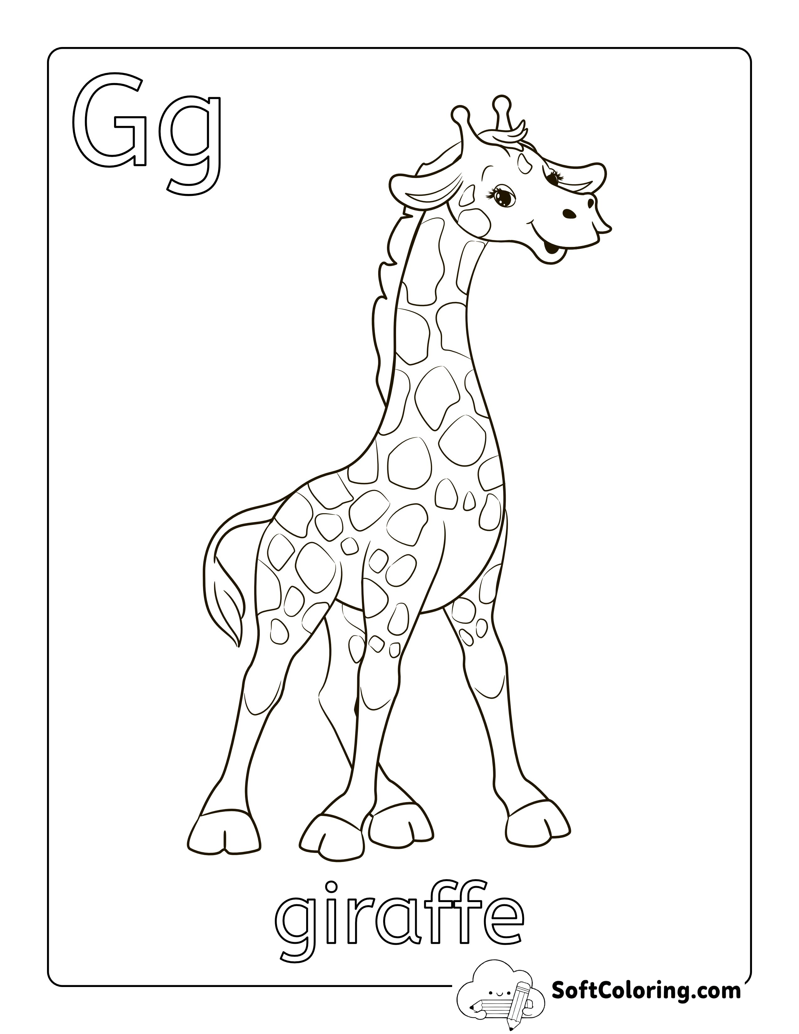 Giraffe - Zoo Animal Picture to Color