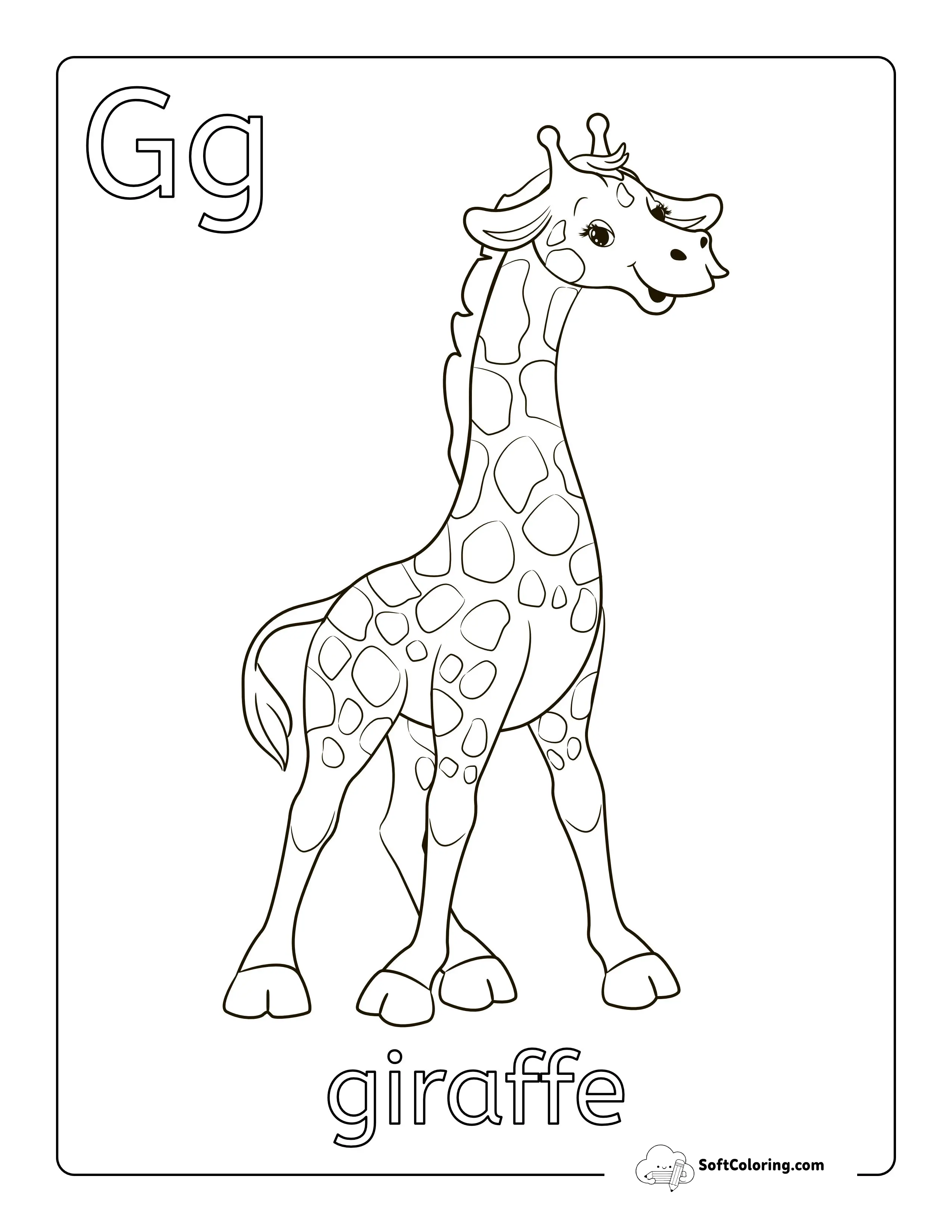 "G Is For Giraffe" Alphabet Coloring Page