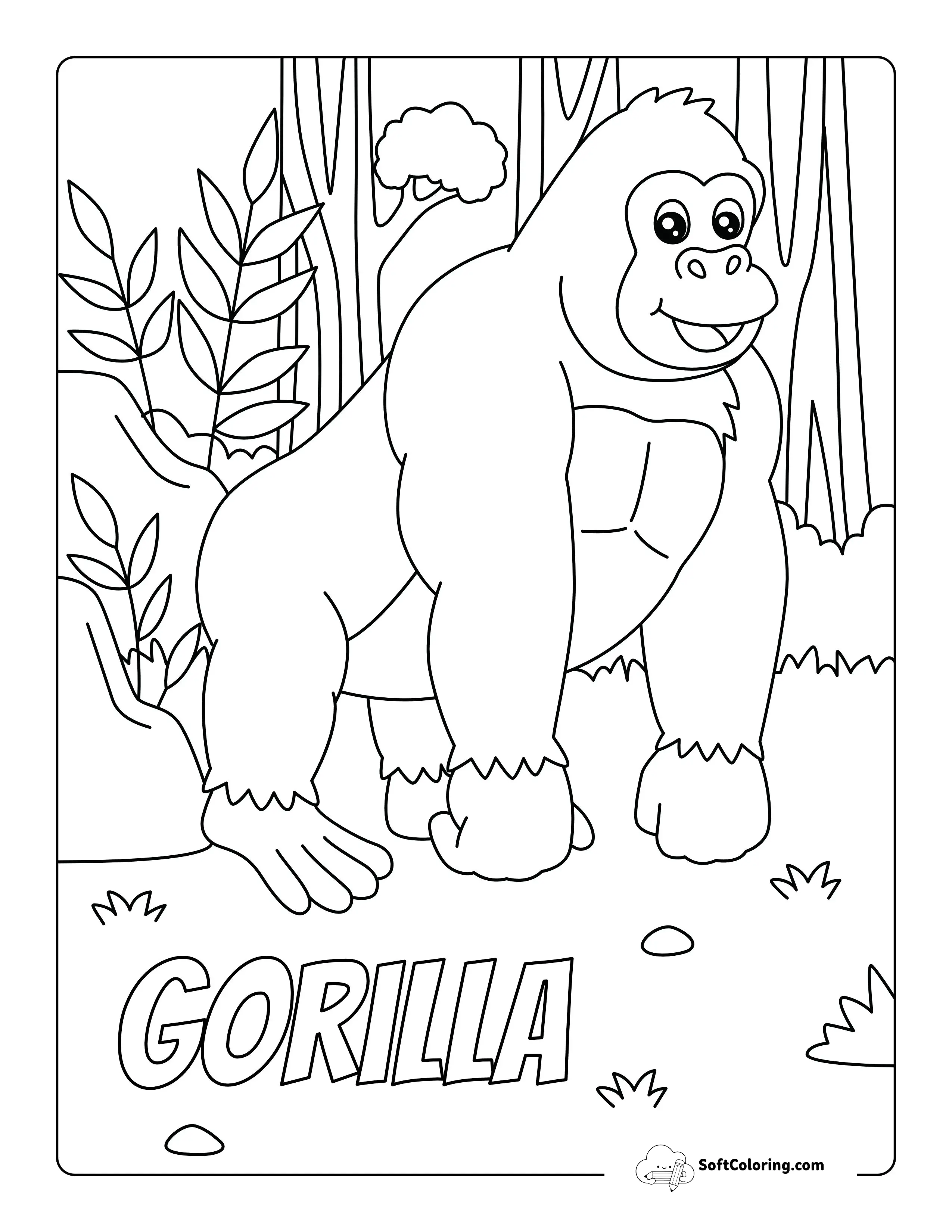 Gorilla Coloring Page For Kids