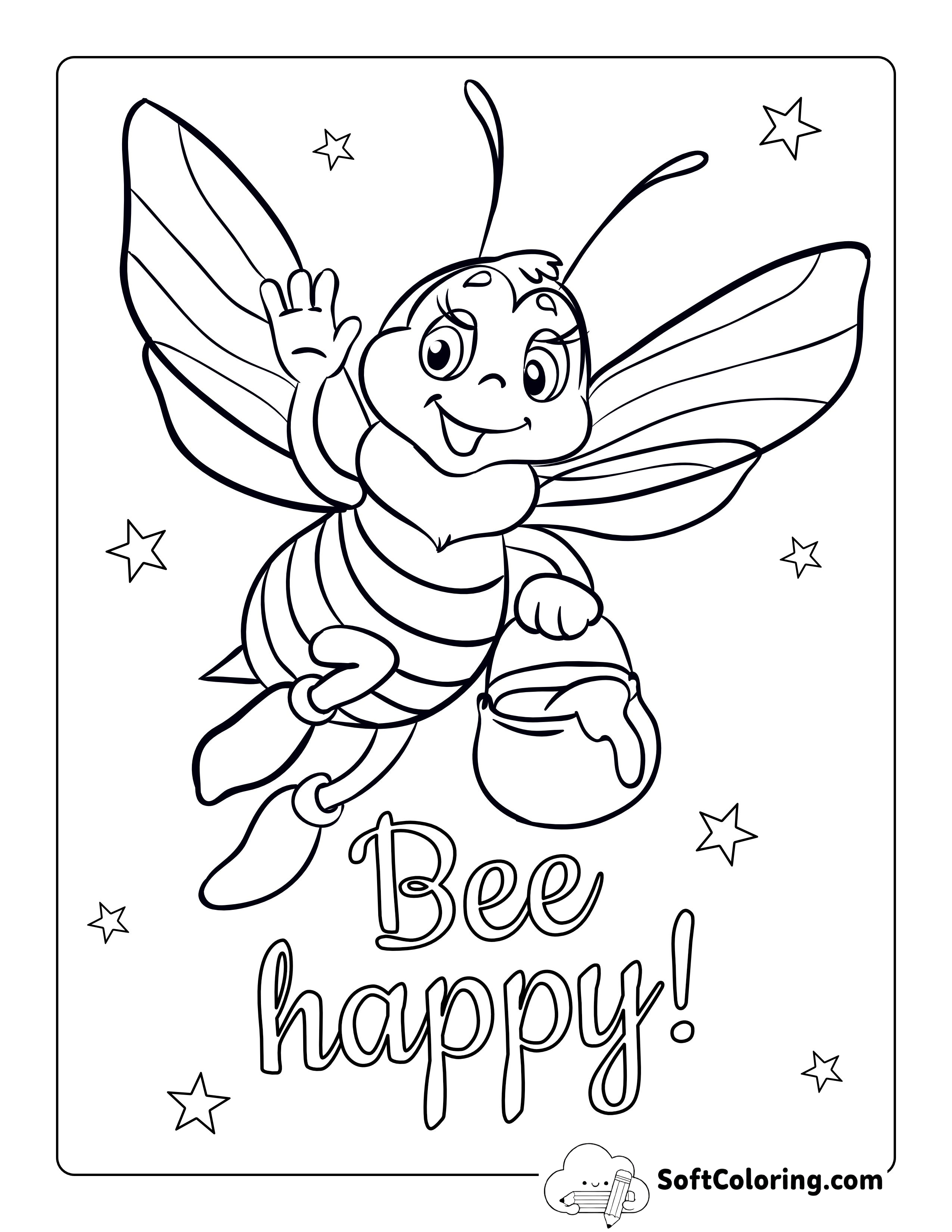 Cartoon Bee - Animal Coloring Sheet