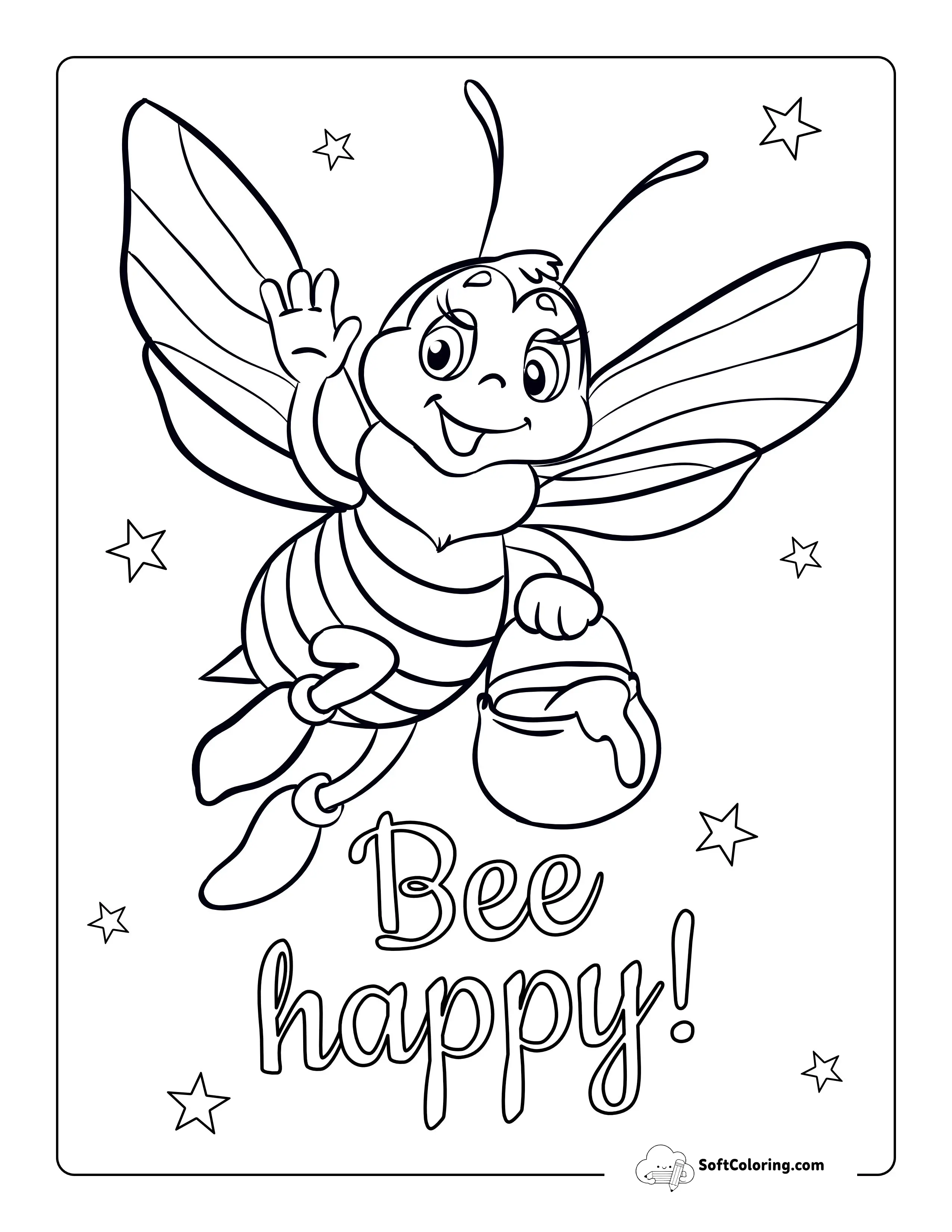 Cartoon Bee Coloring Page