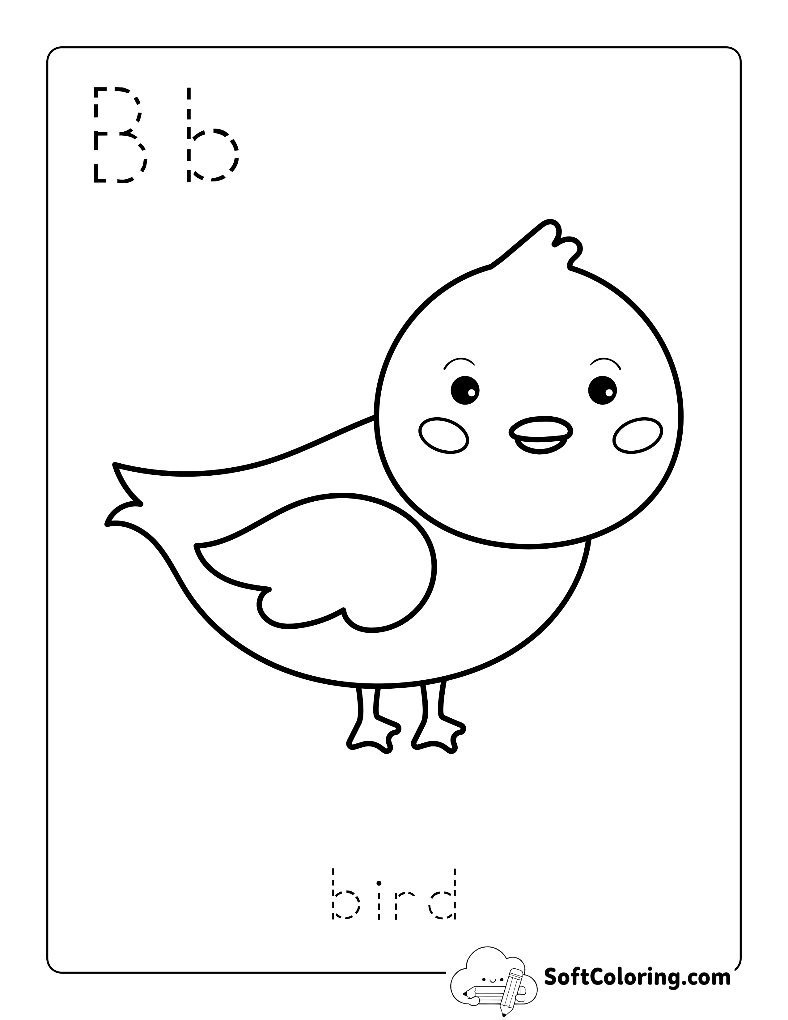Bird - Easy Animal Coloring Sheet