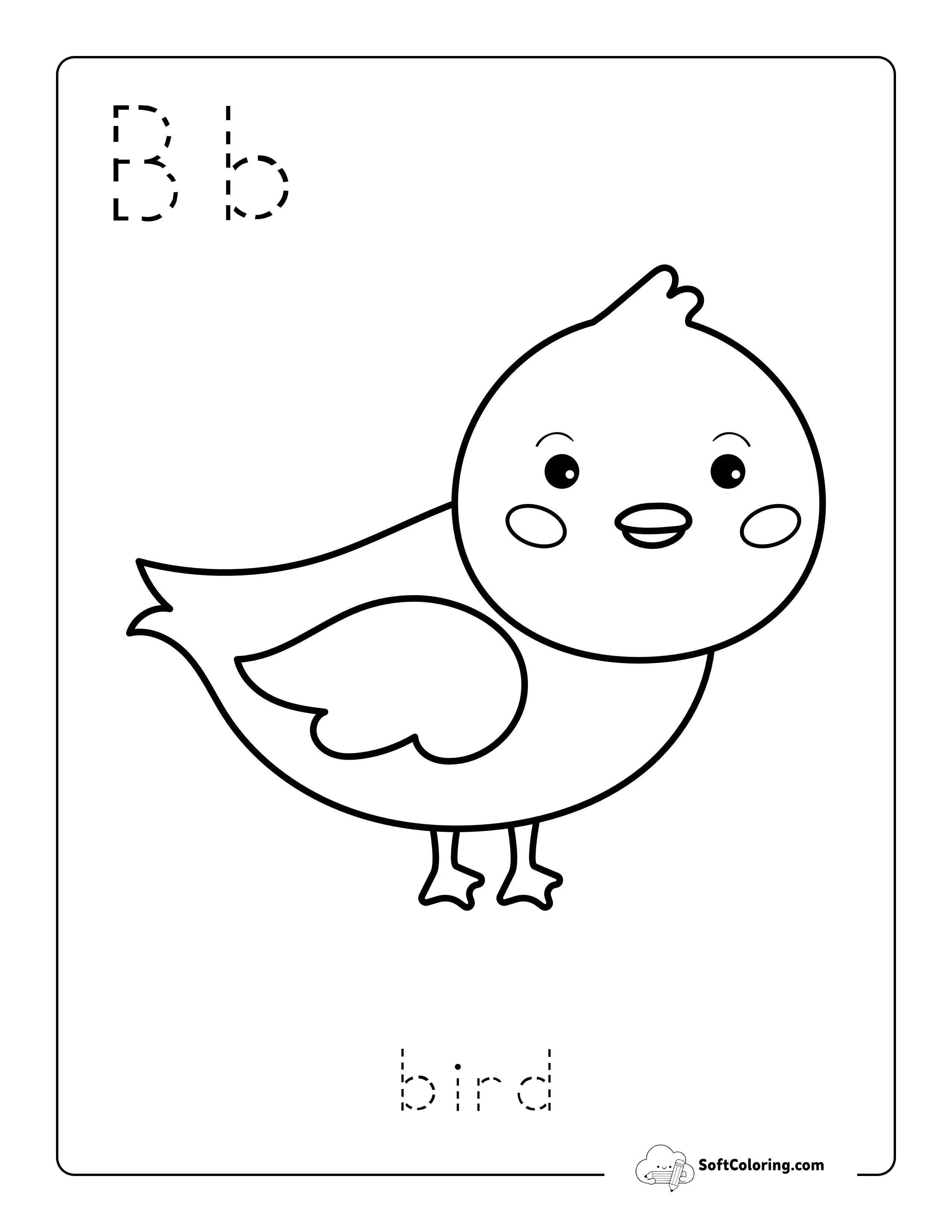 Letter B Coloring Sheet With Letter Tracing