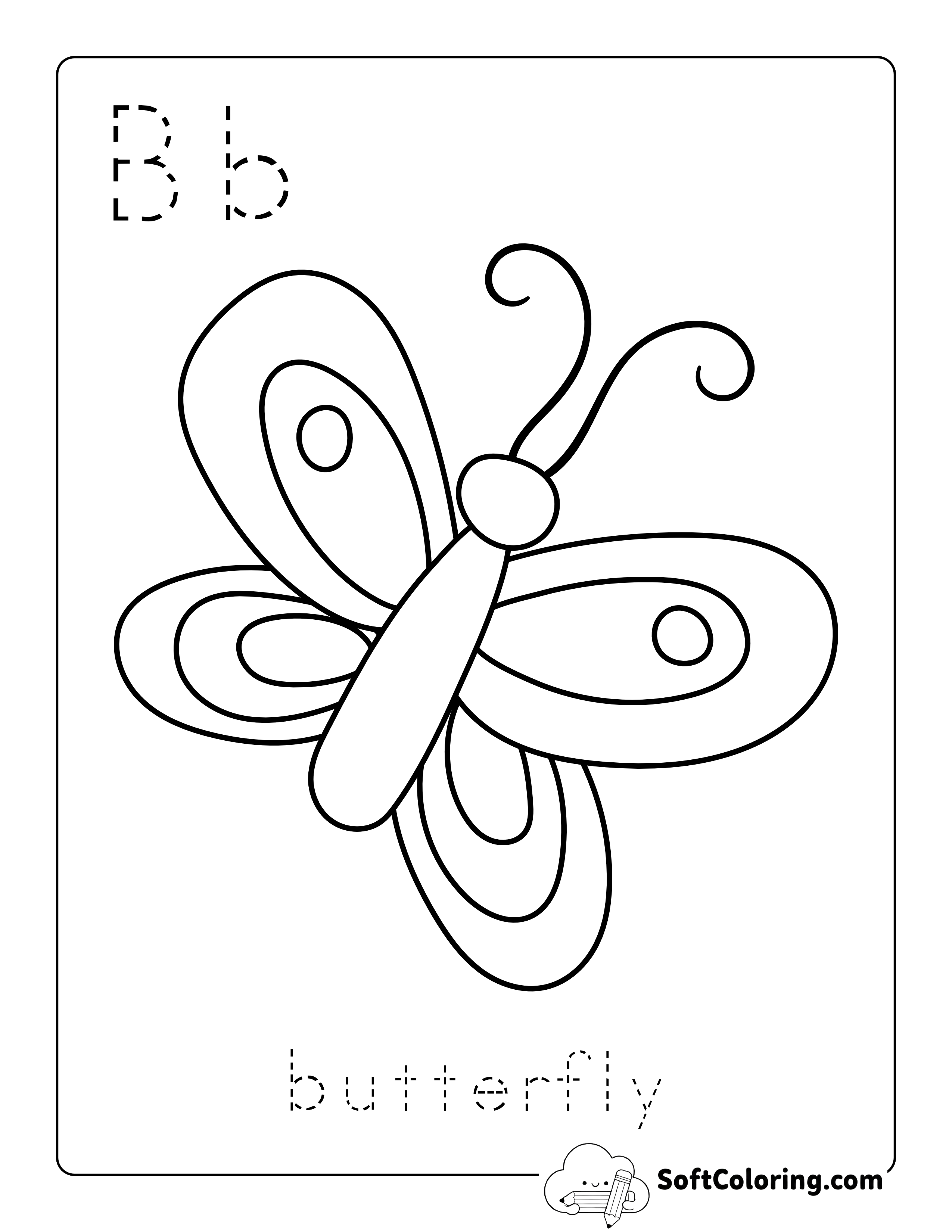 Letter B Coloring Sheet with Letter Tracing