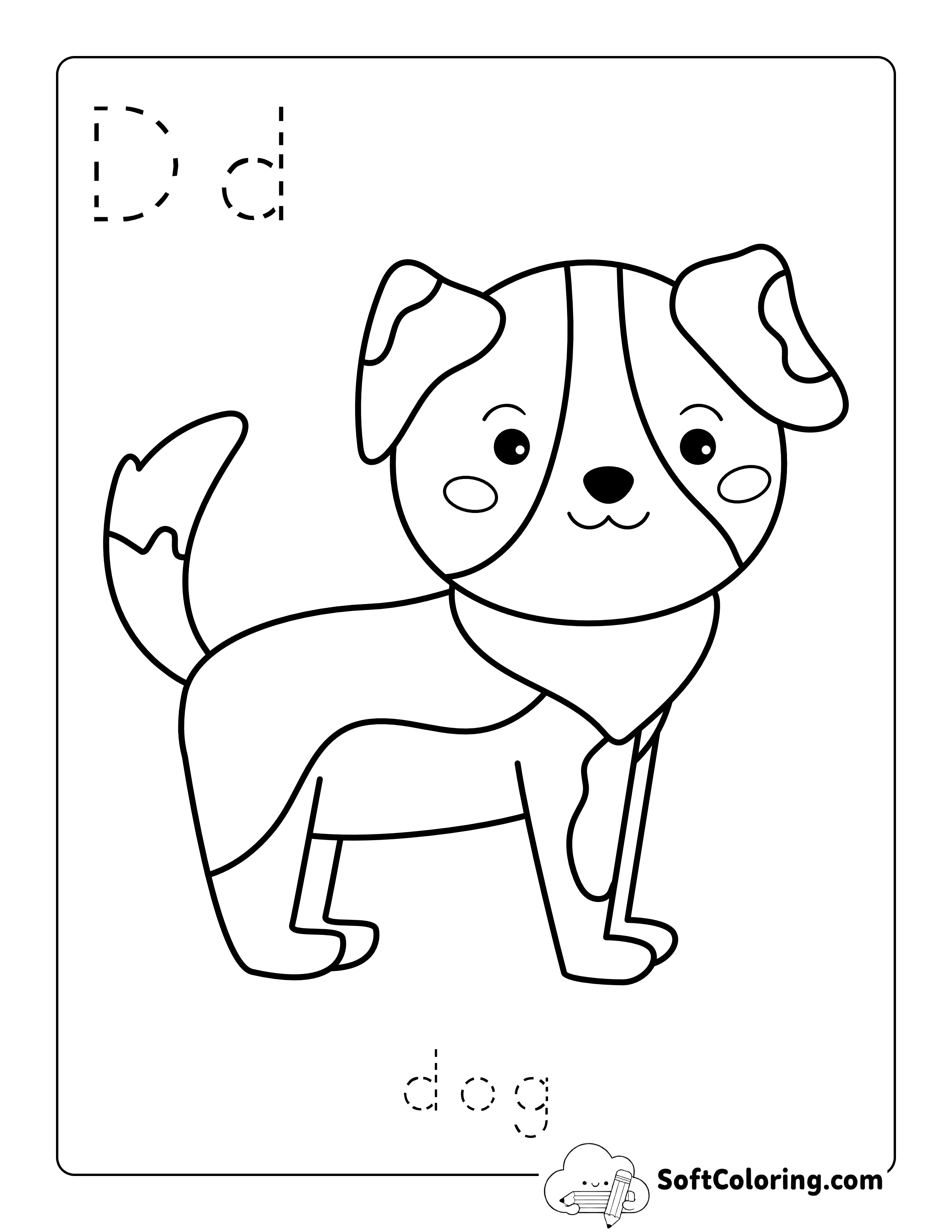 Dog Alphabet Coloring Page for Kids