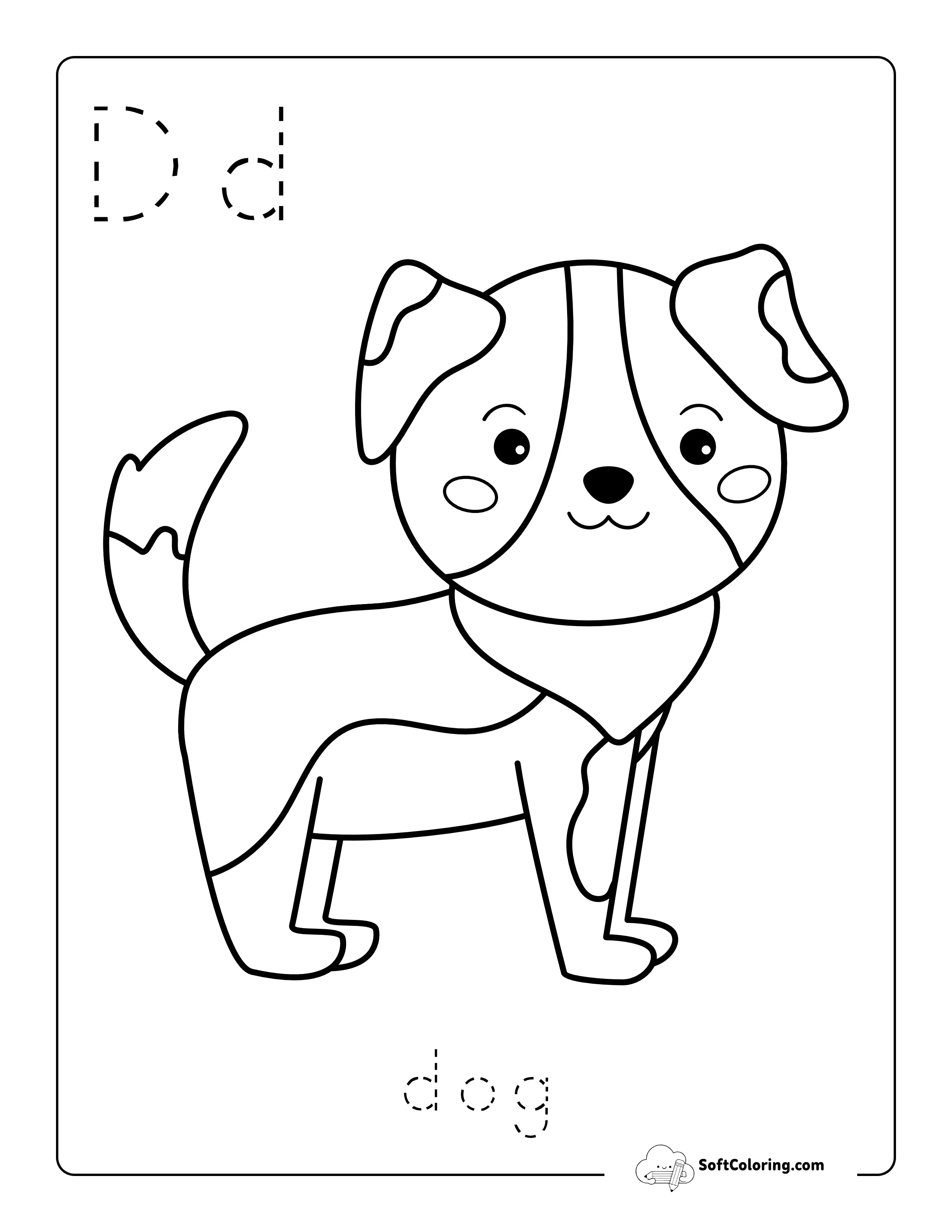 Dog Alphabet Coloring Page For Kids