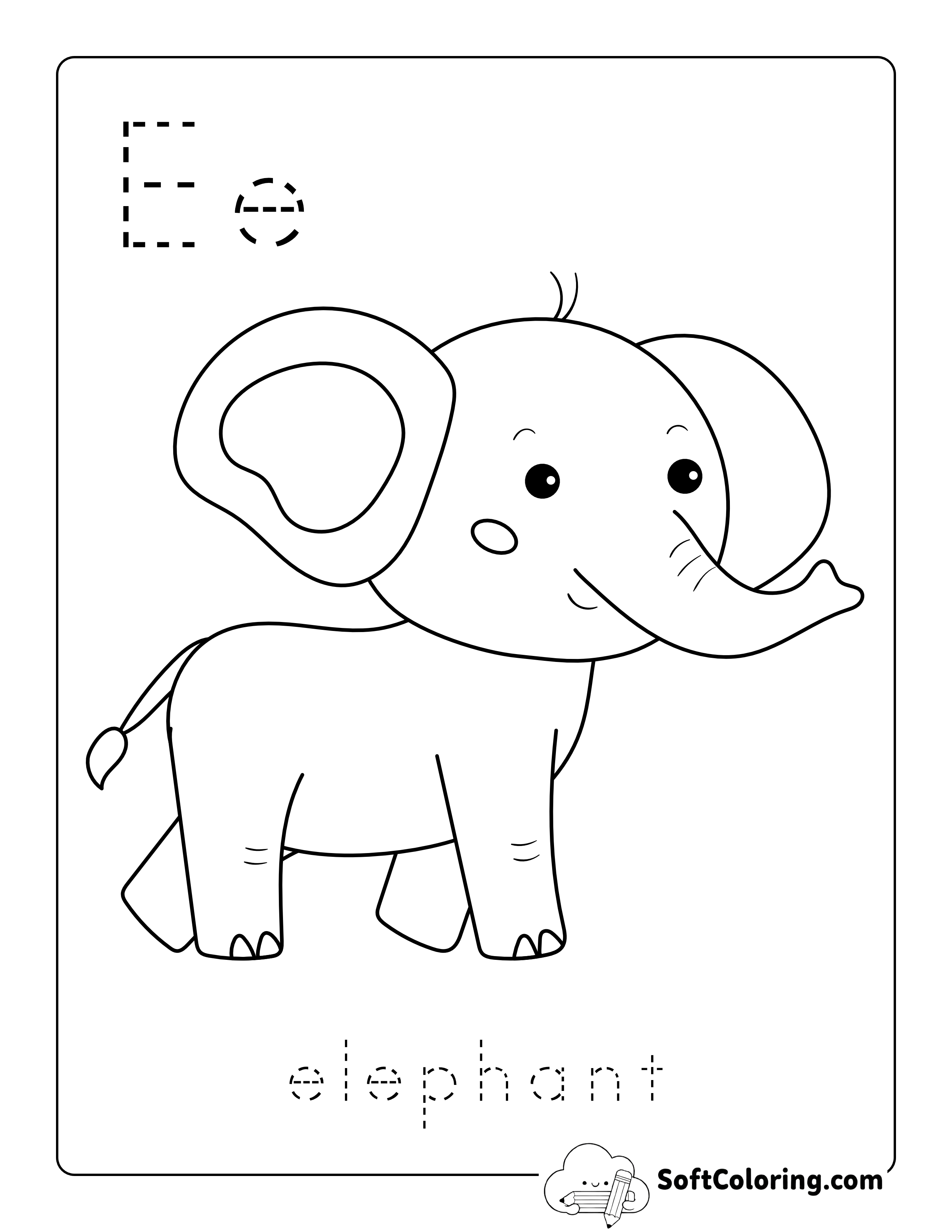 Elephant - Easy Animal Coloring Page