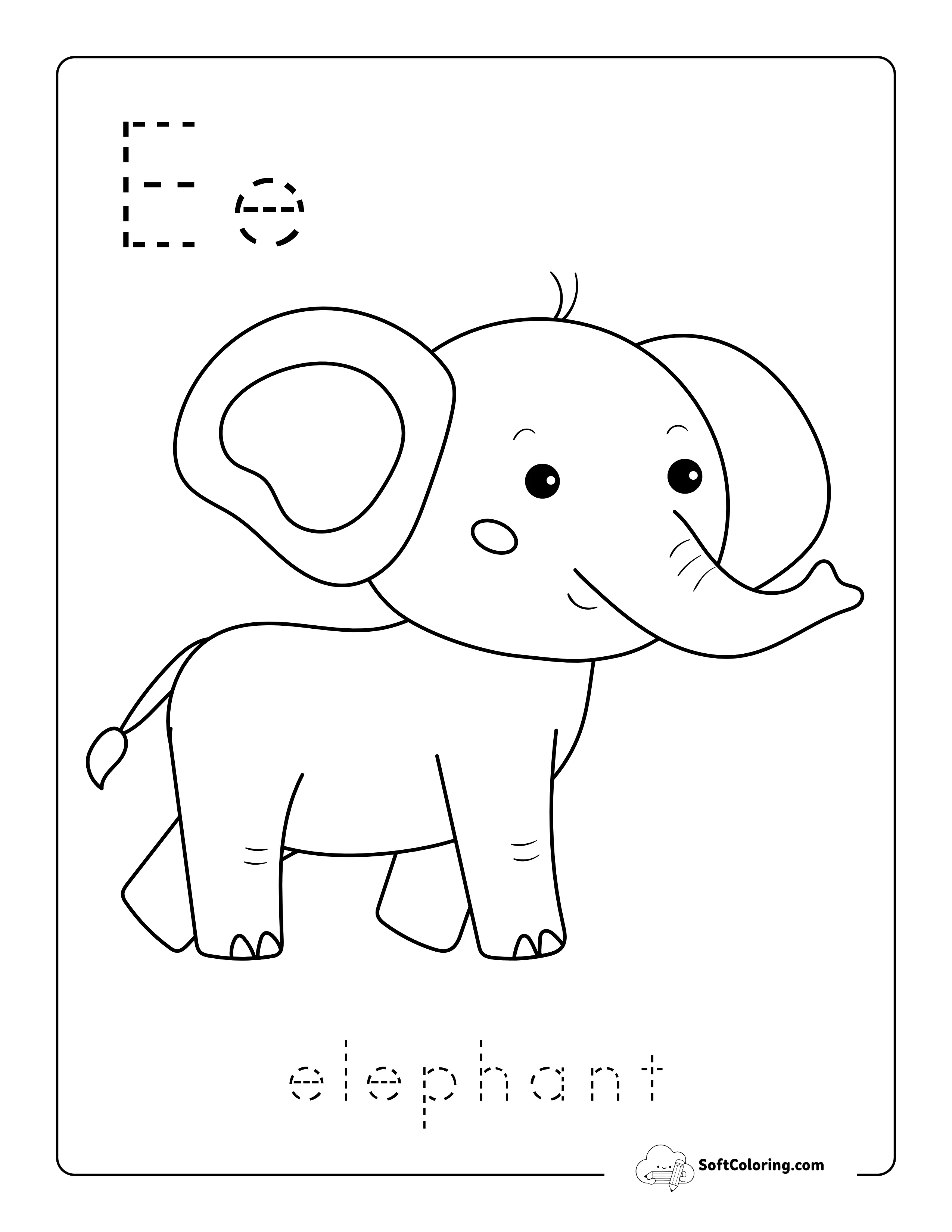 Elephant Abc Coloring Page With Letter Tracing