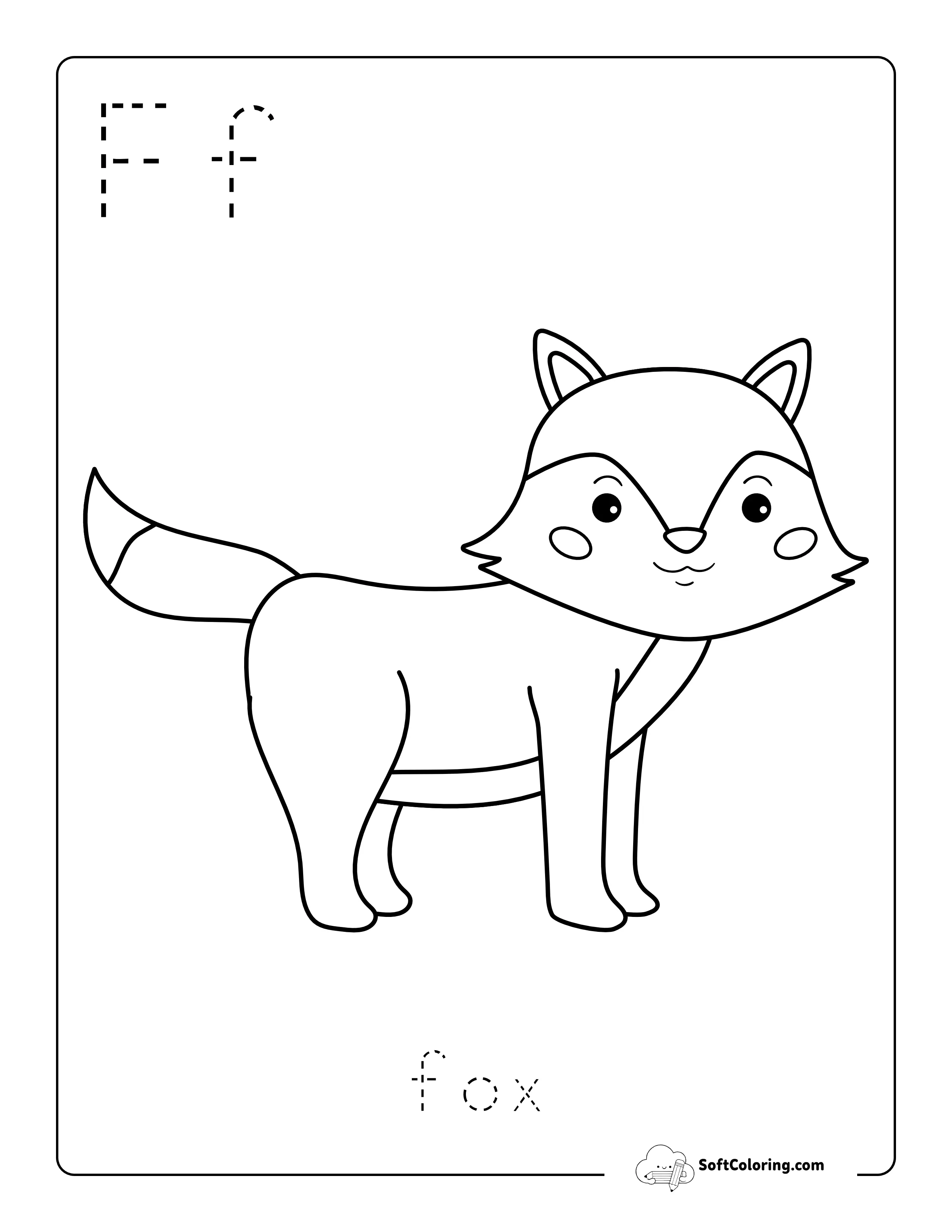 Fox Cute Abc Coloring Page With Letter Tracing