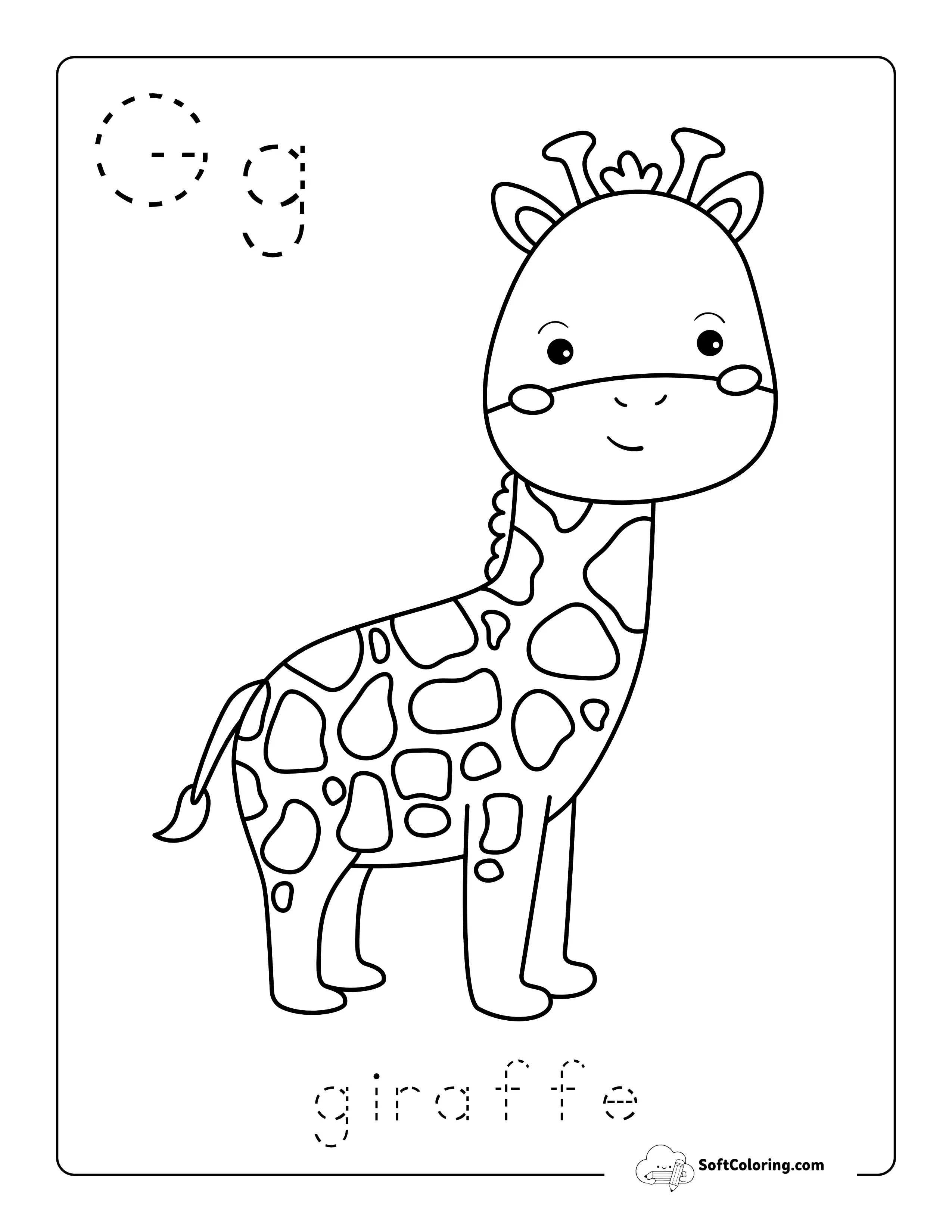Giraffe Cute Animal Coloring Sheet