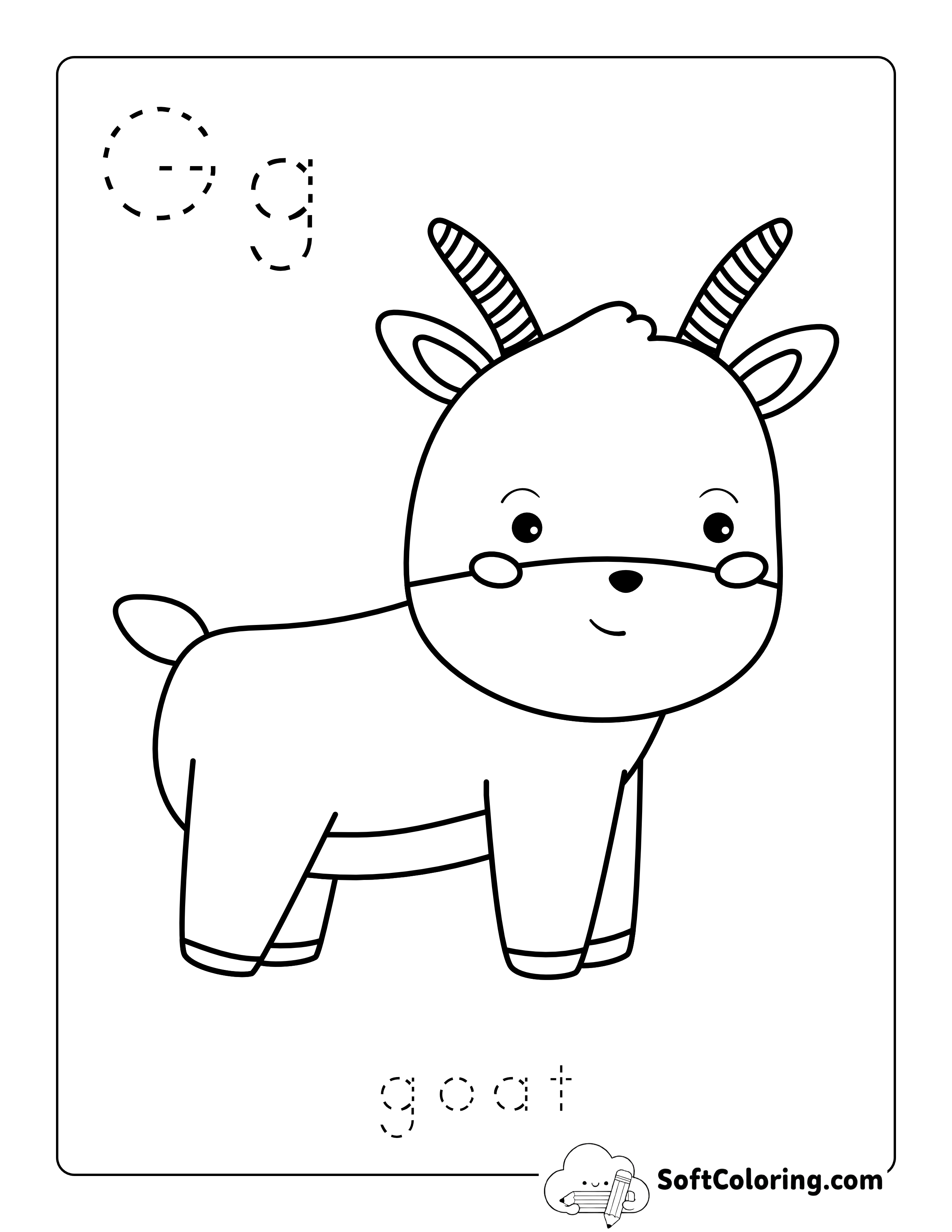 Goat - Cute Animal Coloring Page for Kids